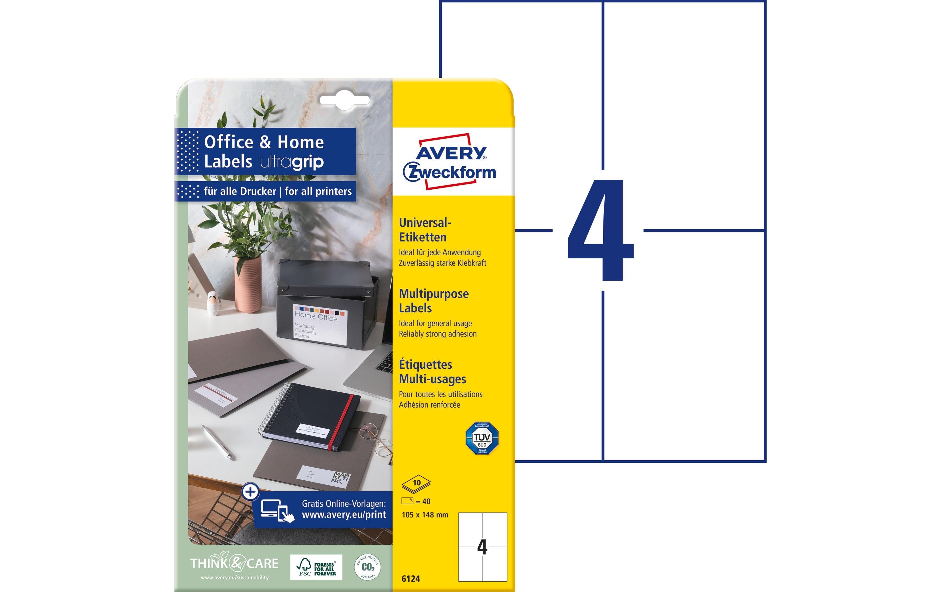Avery Zweckform Etiketten 105x148mm weiss InkjetLaserCopy 10 Bl.