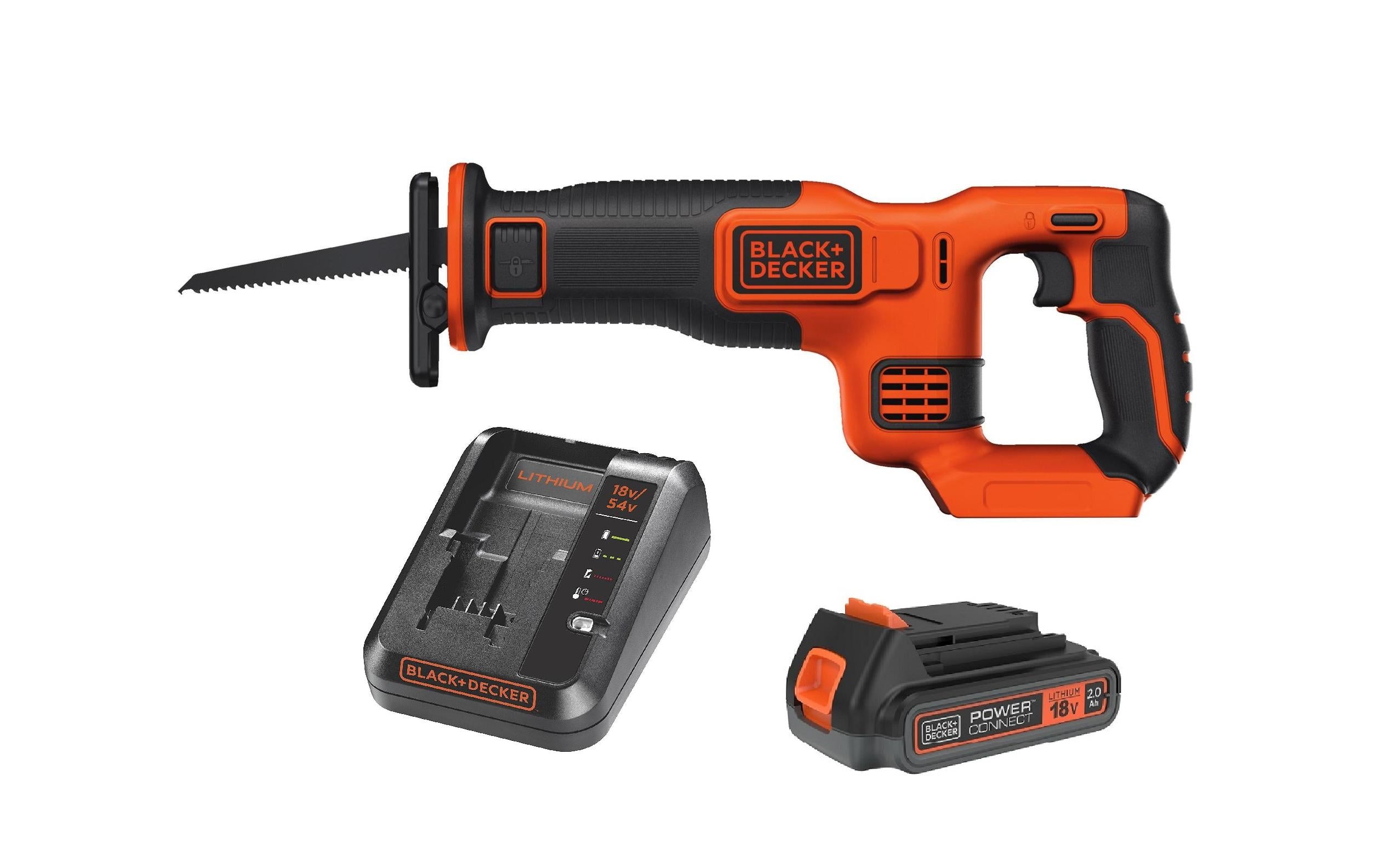 Black+Decker Säbelsäge BDCR18N, 18V Kit mit Gratis-Akku und Ladegerät
