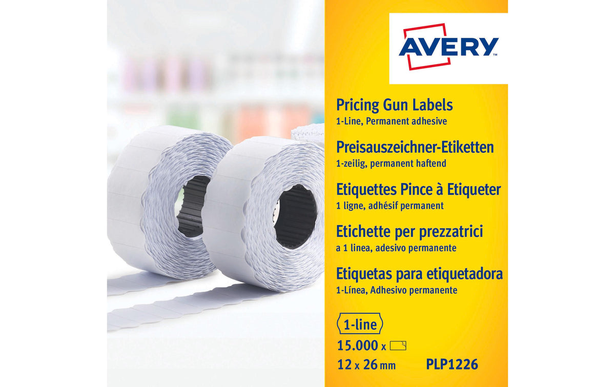 Avery Zweckform Etikettenrolle 1-zeilig permanent haftend, 26x12mm, weiss, 15'000x