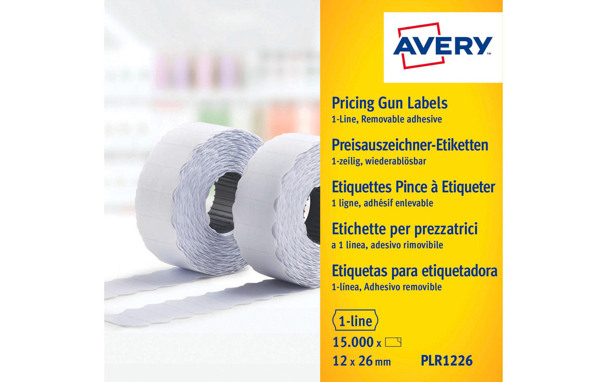 Avery Zweckform Etikettenrolle 1-zeilig wiederablösbar, 26x12mm, weiss, 15'000x