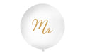 Partydeco Ballon Gross Mr 1 Stück, weiss/gold, D: 1 m
