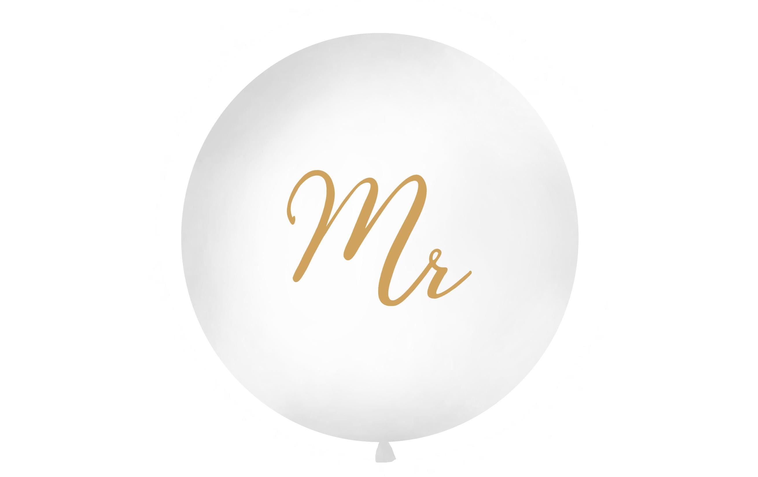 Partydeco Ballon Gross Mr 1 Stück, weiss/gold, D: 1 m