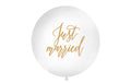 Partydeco Ballon Gross Just Married 1 Stück, weiss/gold, D: 1 m
