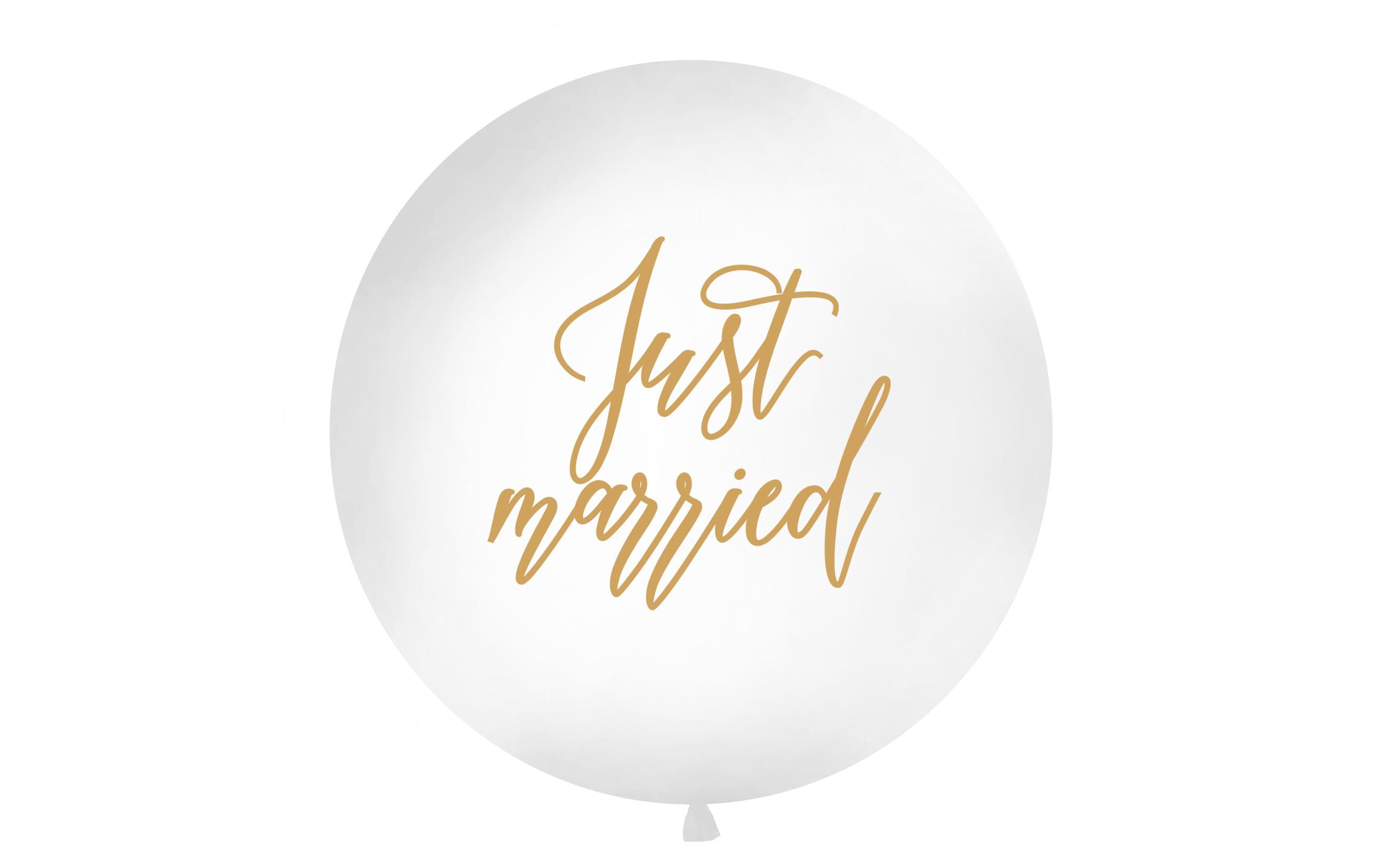 Partydeco Ballon Gross Just Married 1 Stück, weiss/gold, D: 1 m