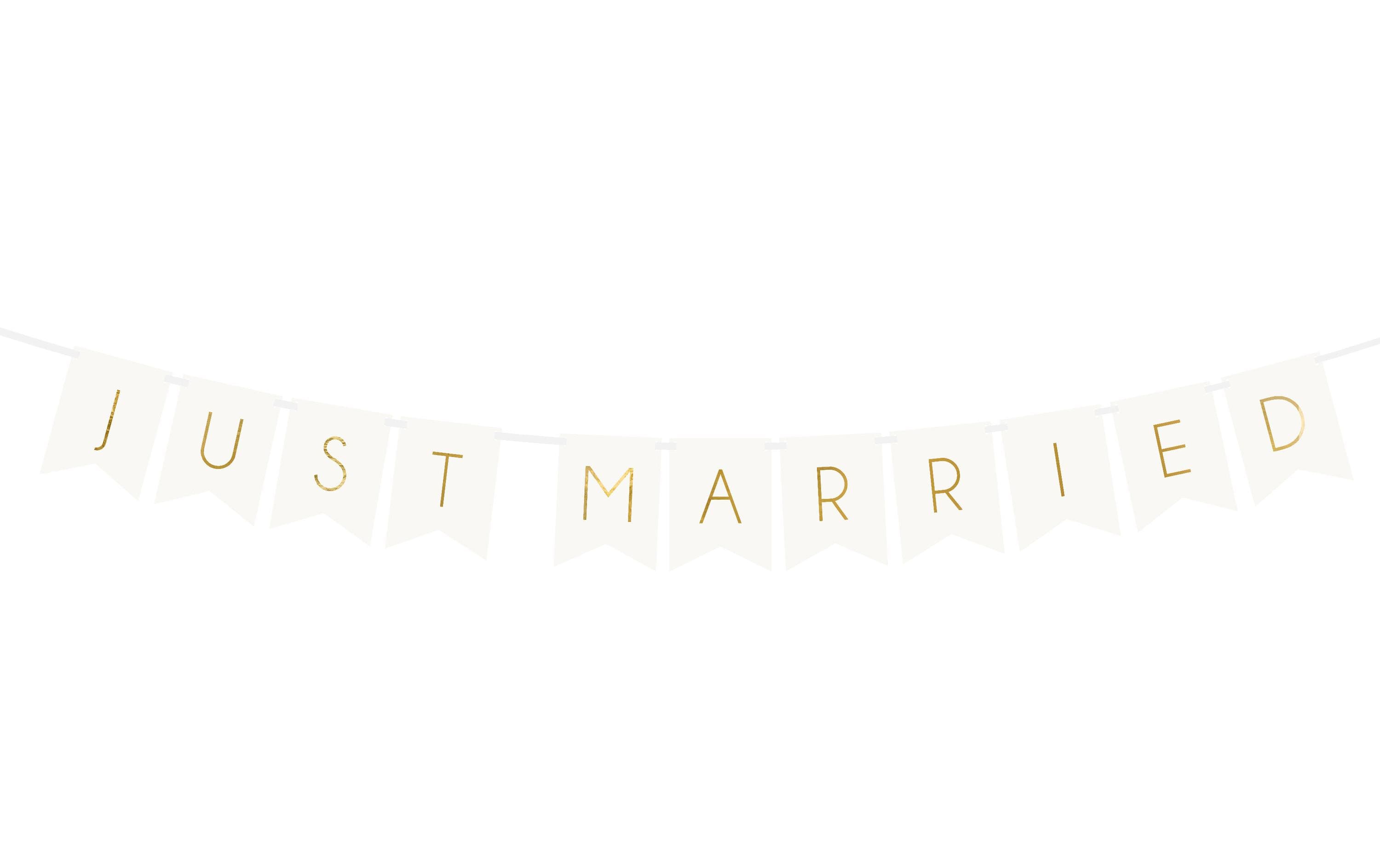Partydeco Girlande Just Married weiss/gold, 15 x 155 cm