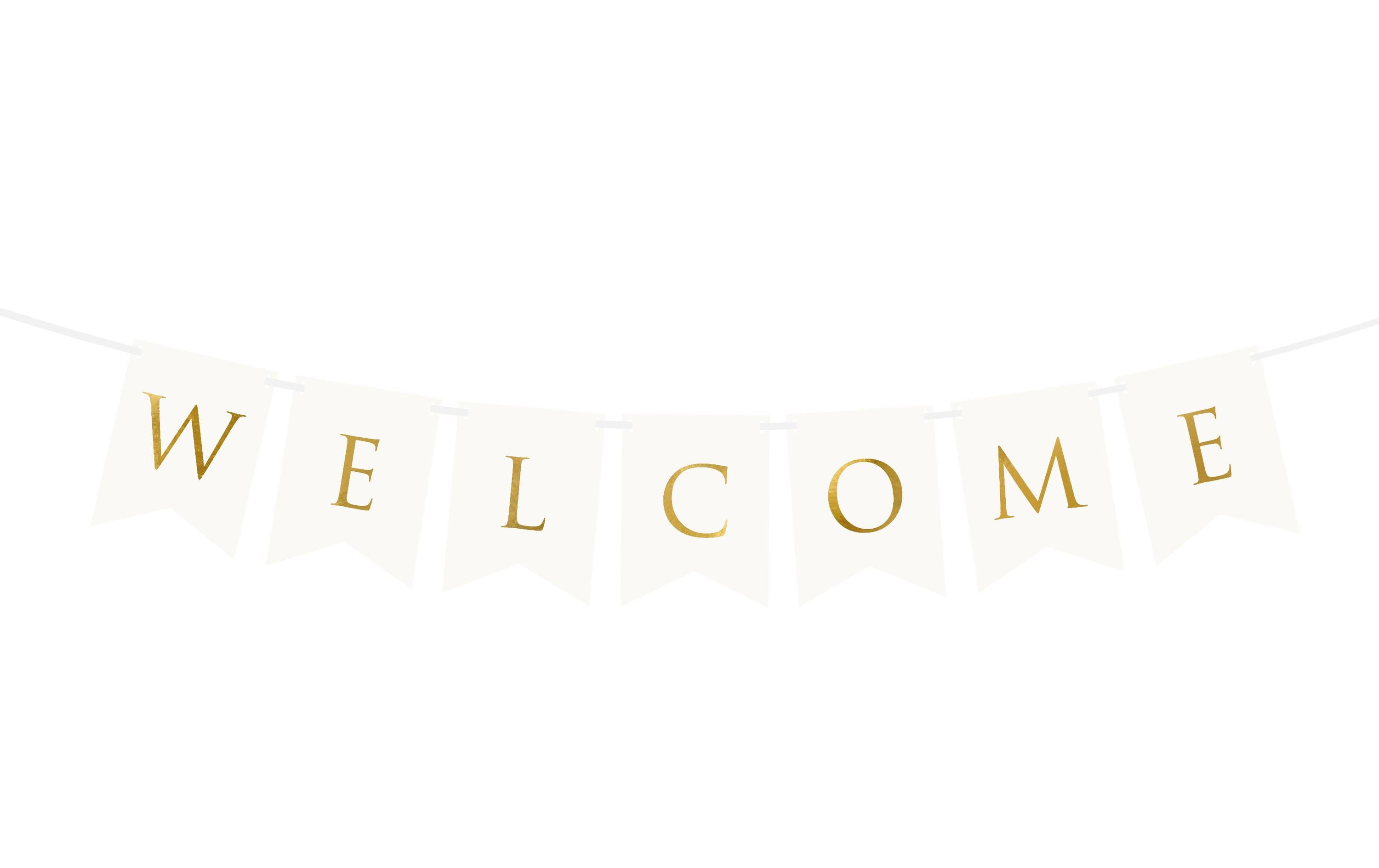 Partydeco Girlande Welcome weiss/gold, 15 x 95 cm