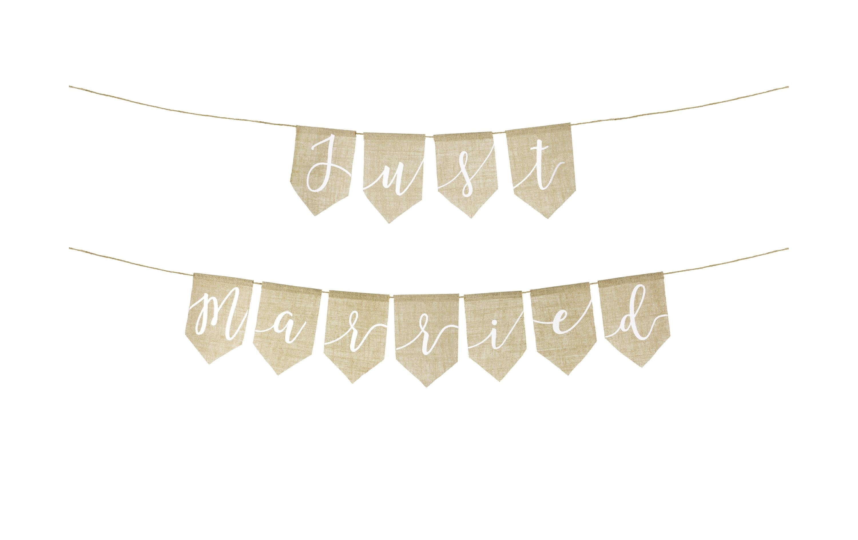 Partydeco Girlande just married Jute braun/weiss