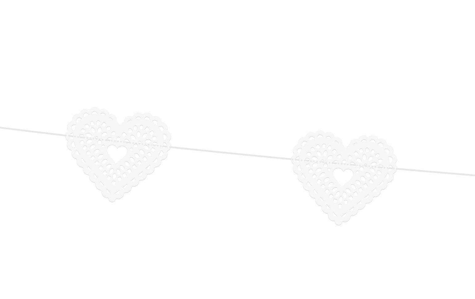 Partydeco Girlande Herzen weiss, 1.8 m