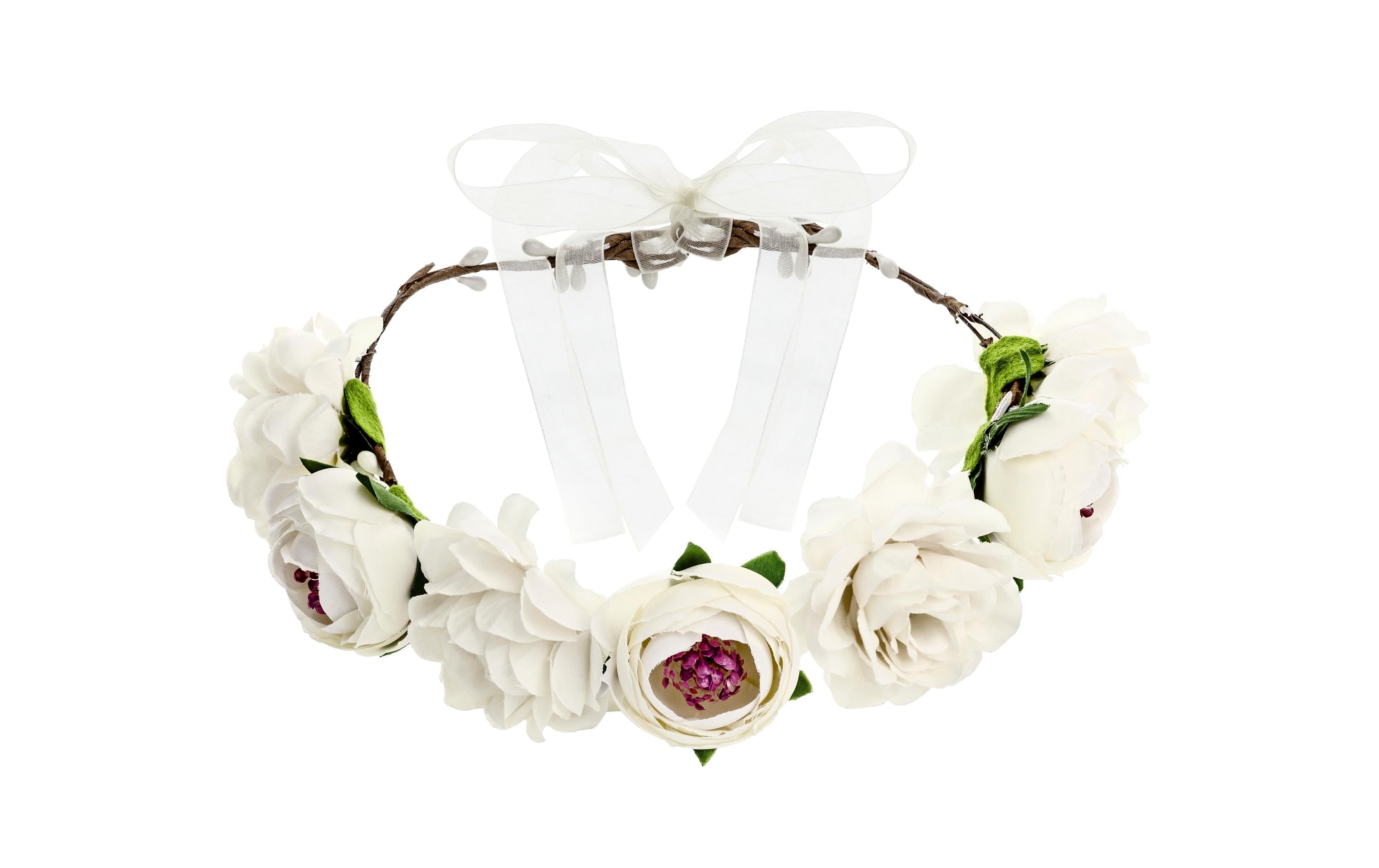 Partydeco Blumenkranz weiss, 17 cm