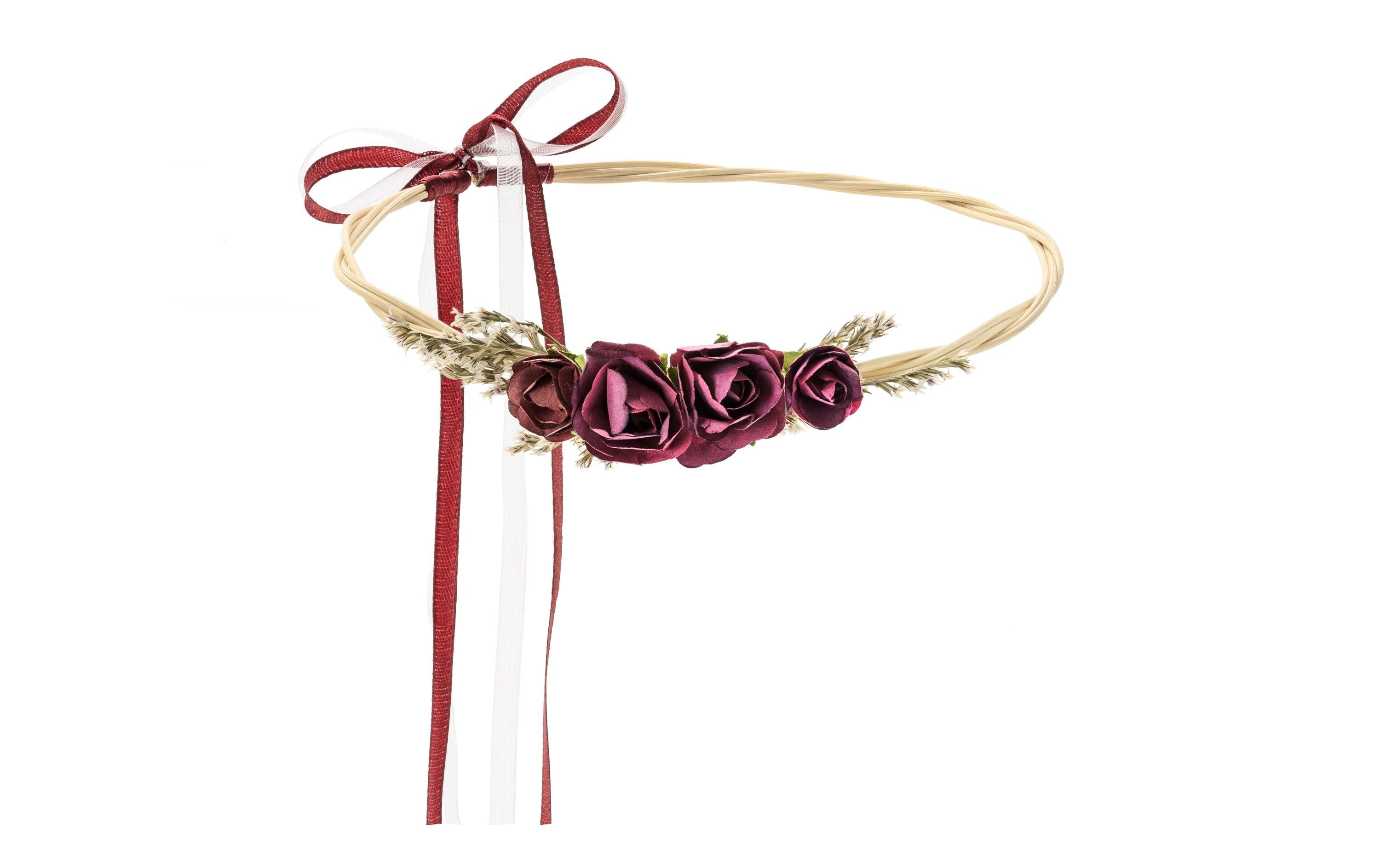 Partydeco Blumenkranz weinrot, 18 cm