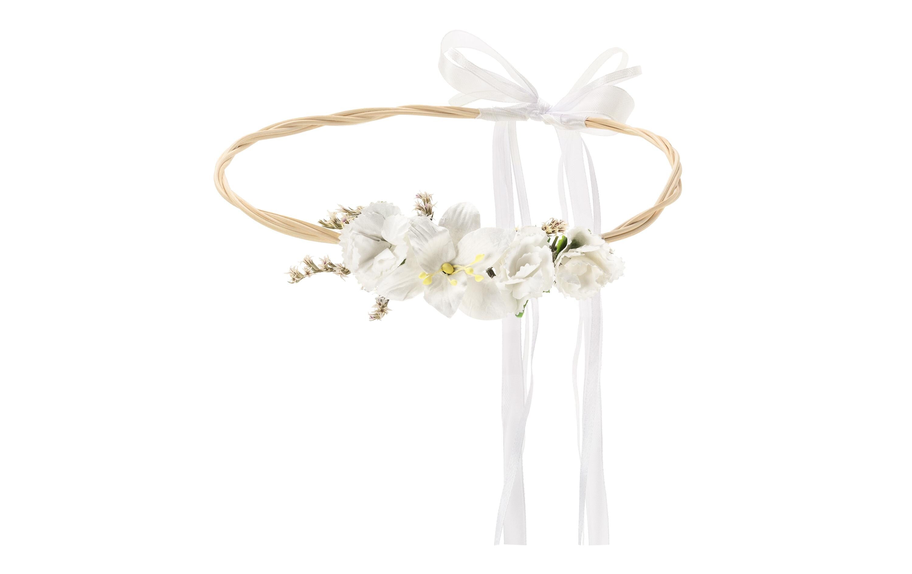 Partydeco Blumenkranz weiss, 18 cm