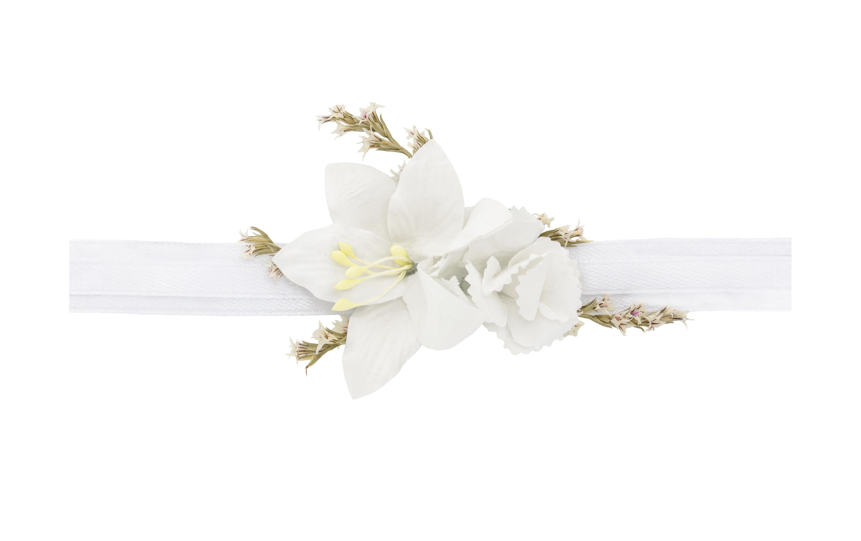 Partydeco Blumenarmband weiss