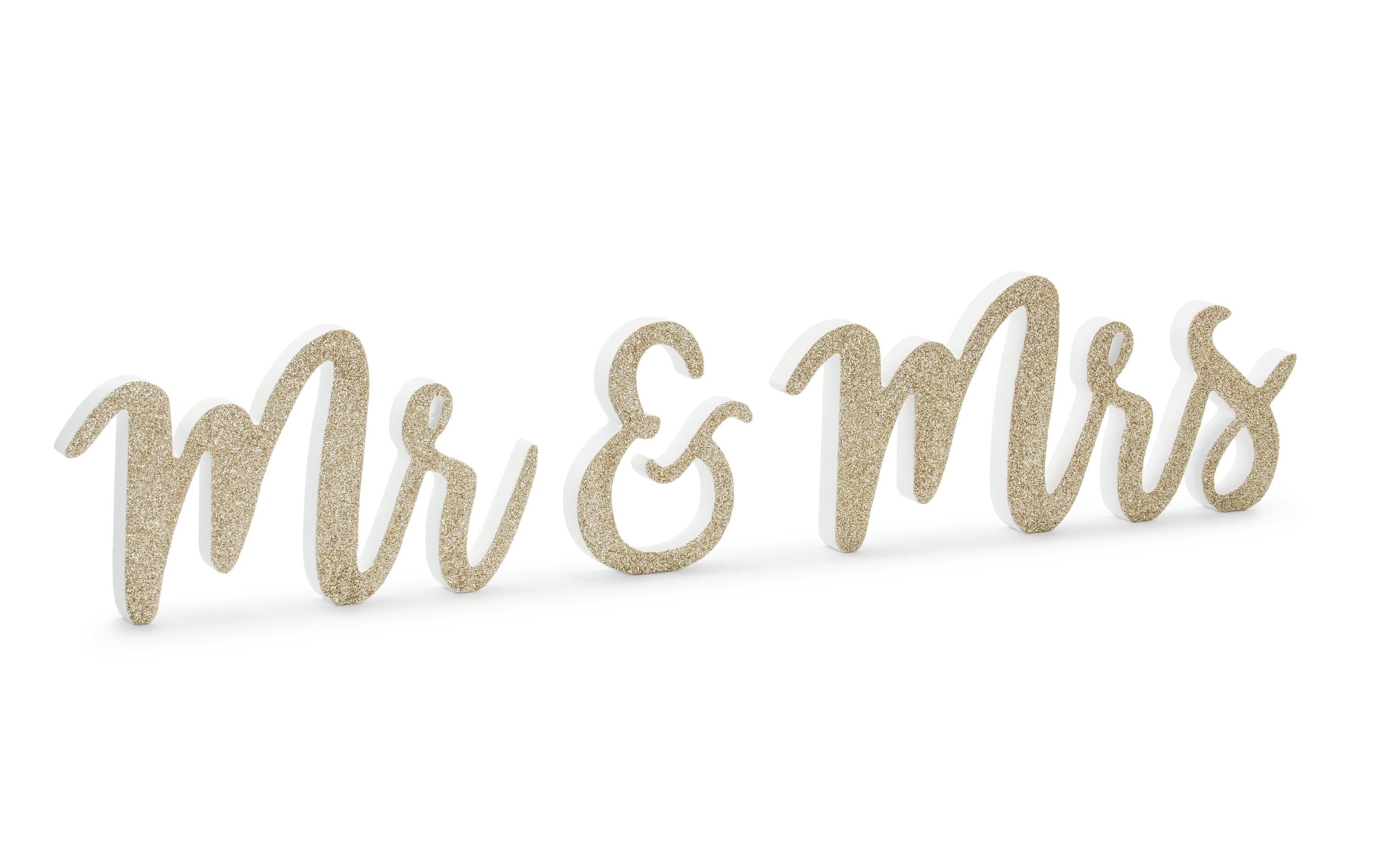 Partydeco Holzschrift Mr & Mrs gold, 50 x 10 cm