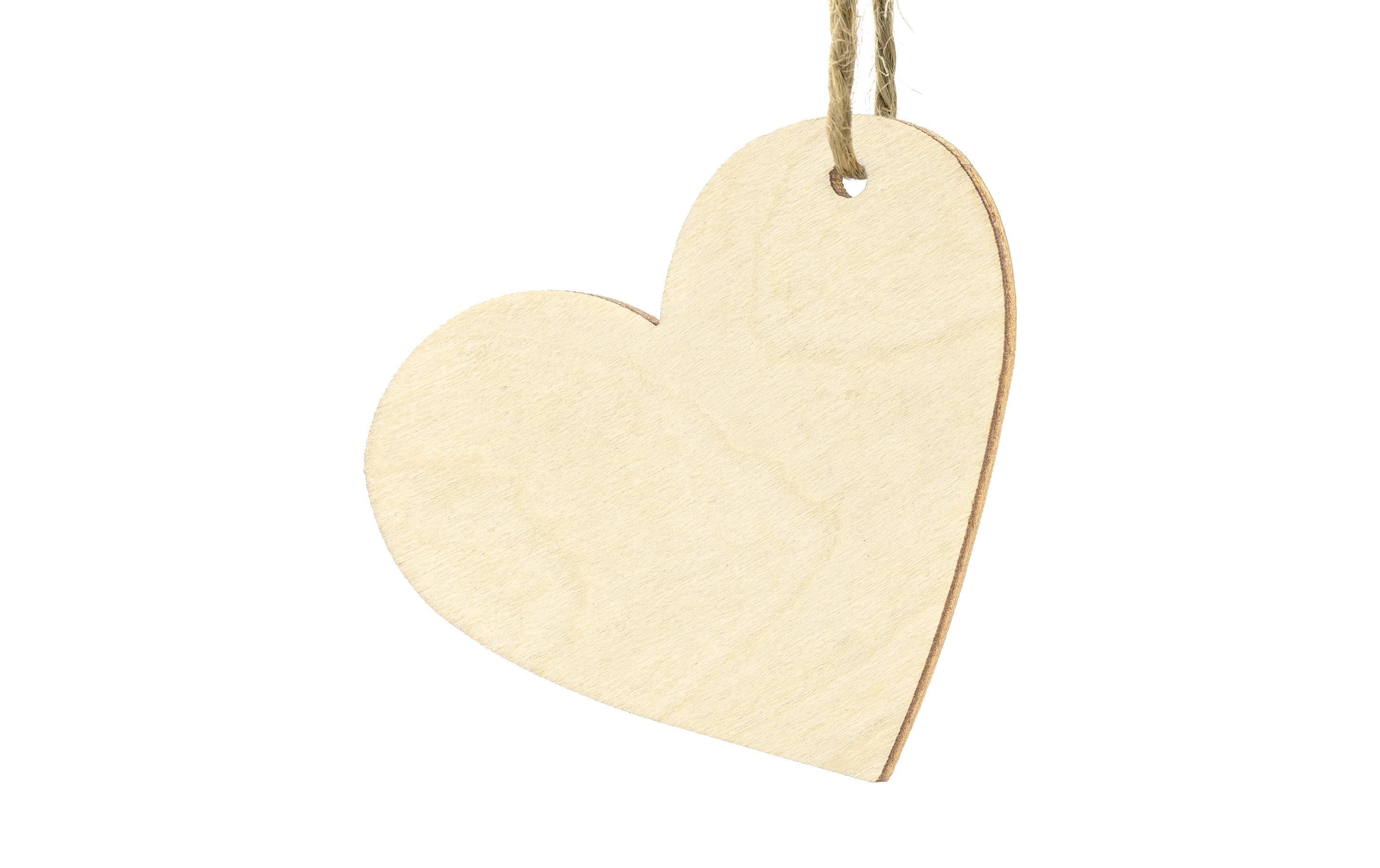 Partydeco Tischkarten Herz Holz, braun, 6 x 5 cm, 10 Stück