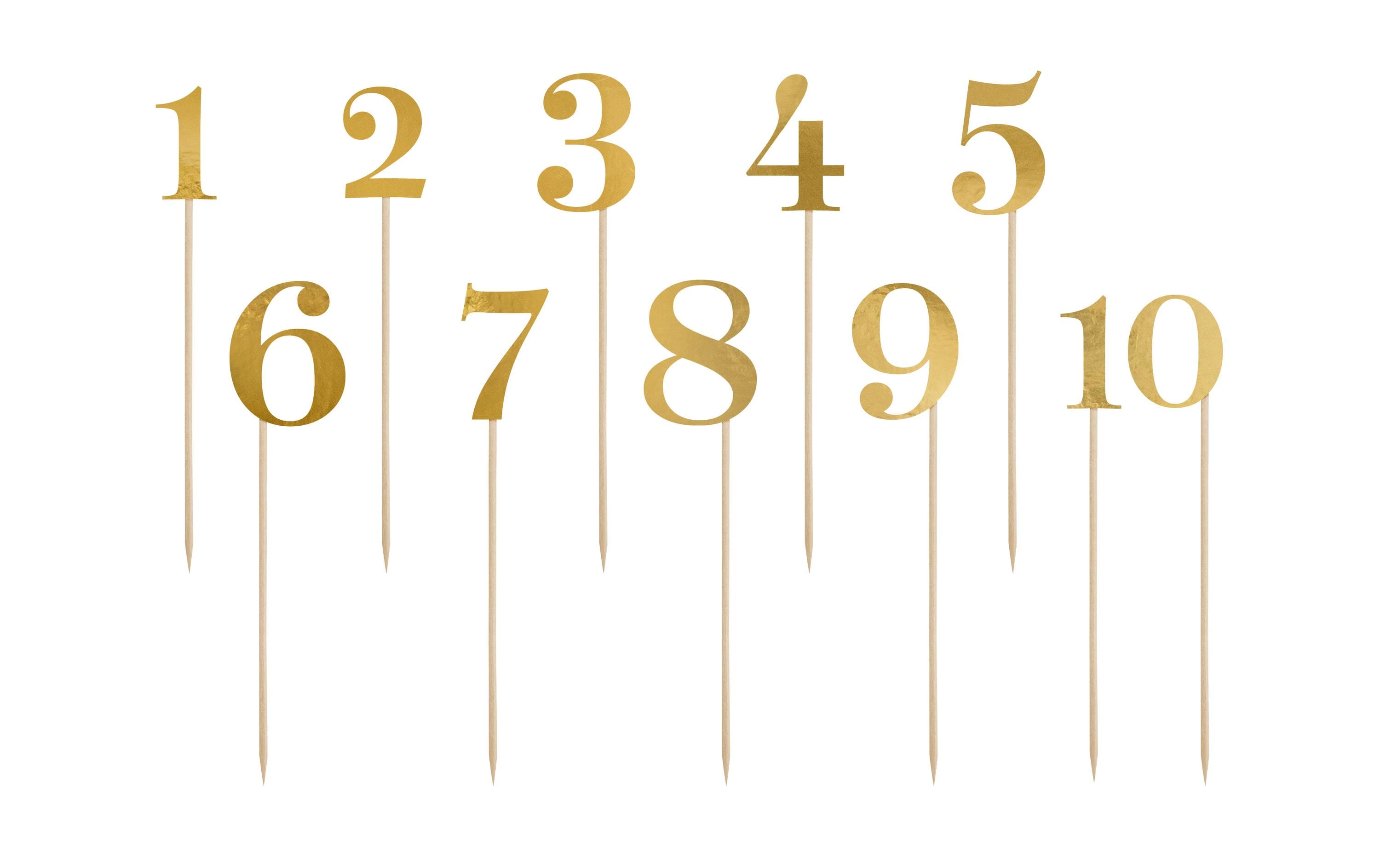 Partydeco Tischnummern gold, 26.5 cm, 10 Stück, Spiegelpapier