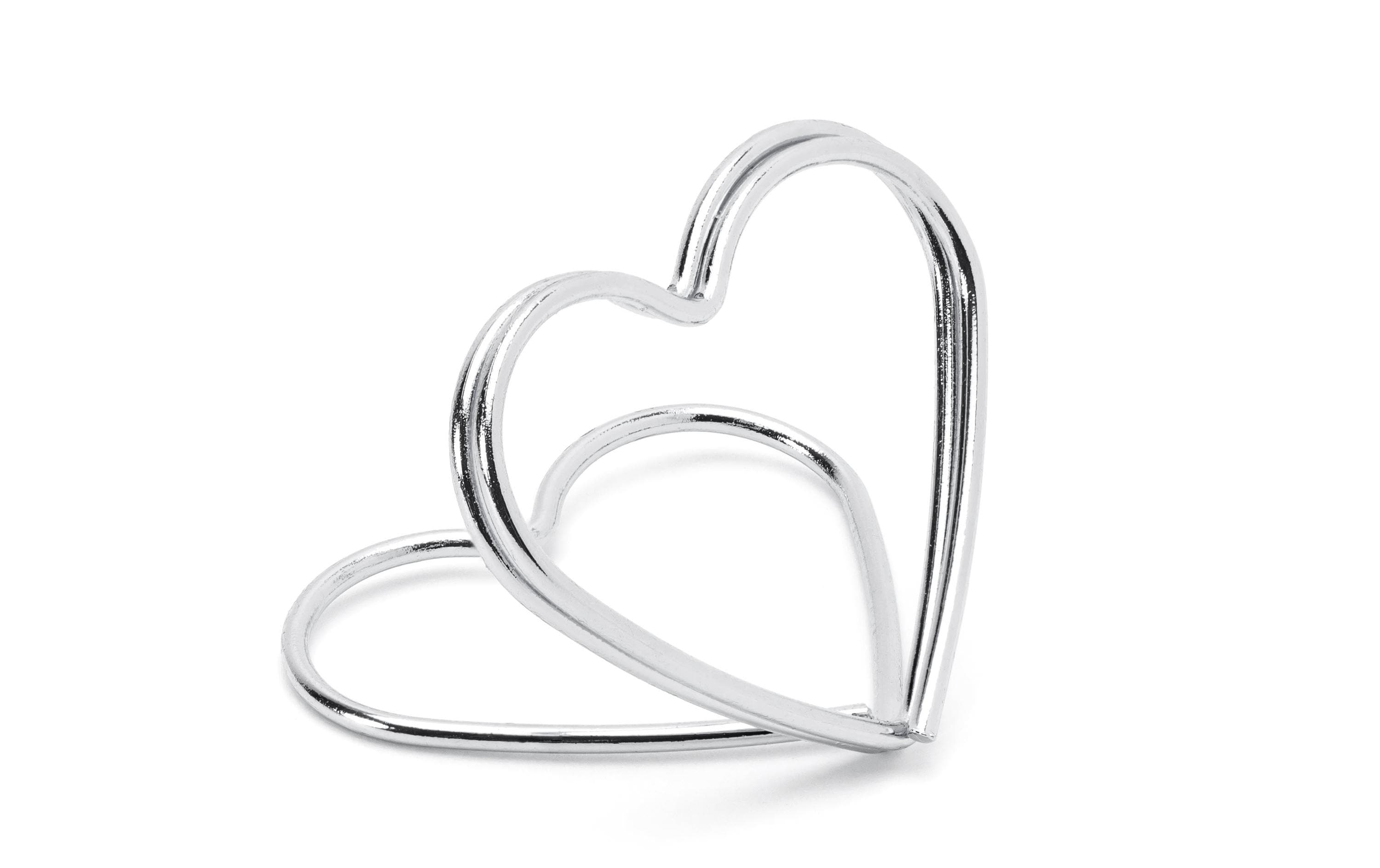 Partydeco Tischkartenhalter Herz silber, 2.5 cm, 10 Stück