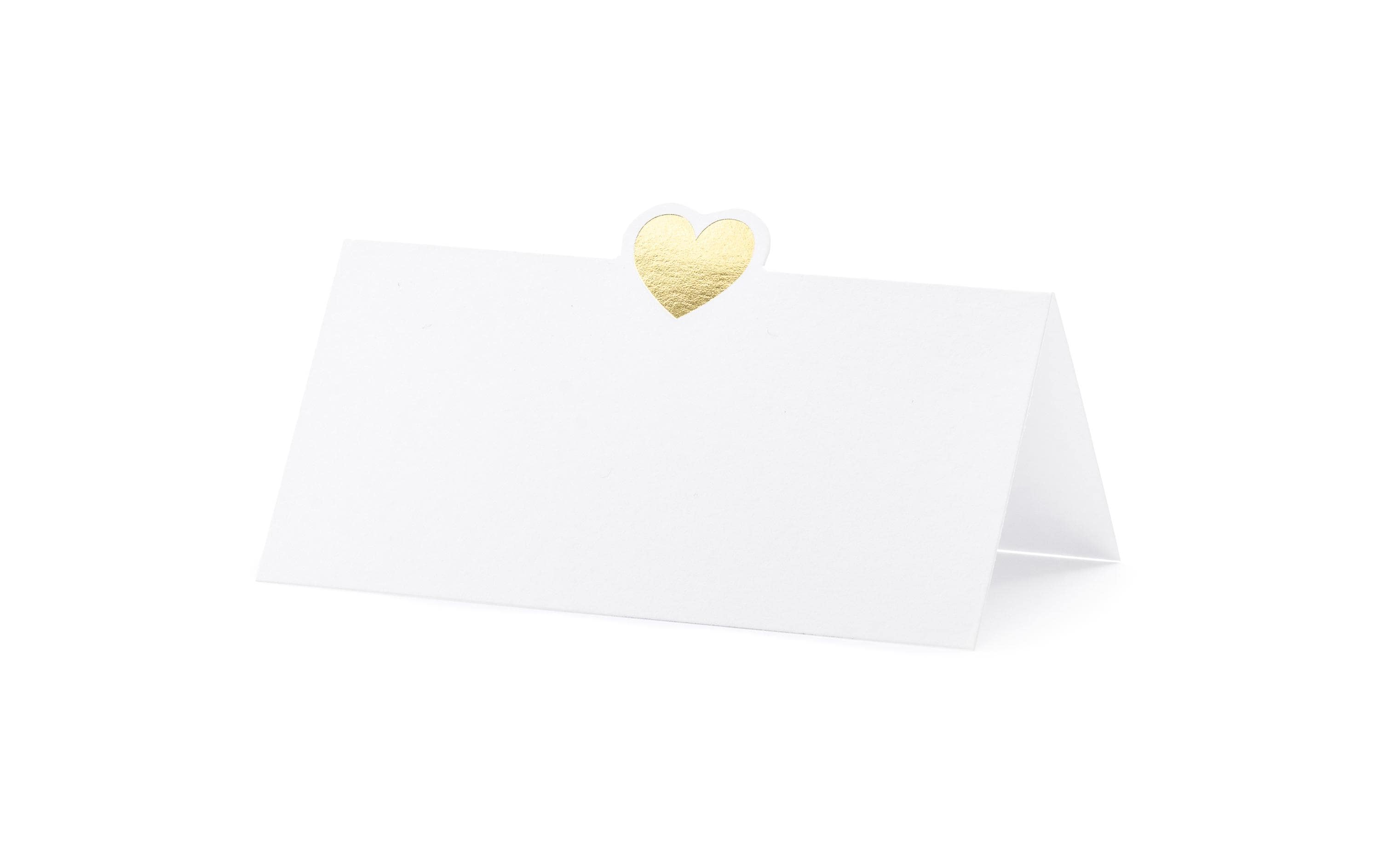 Partydeco Tischkarten Herz gold, 10 x 5 cm, 10 Stück