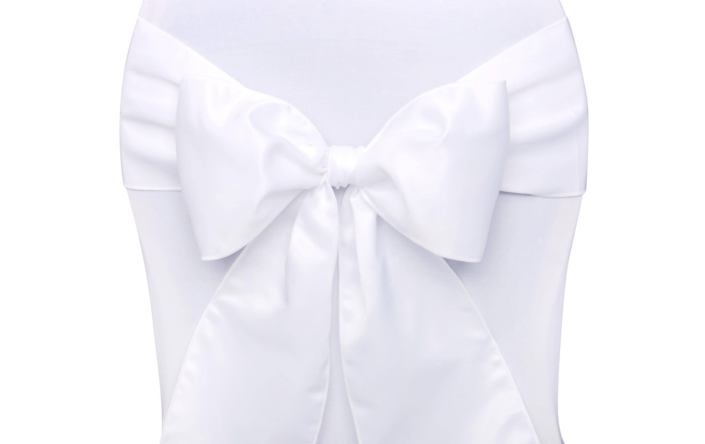 Partydeco Stuhlschleife Satin weiss, 15 x 275 cm, 10 Stück