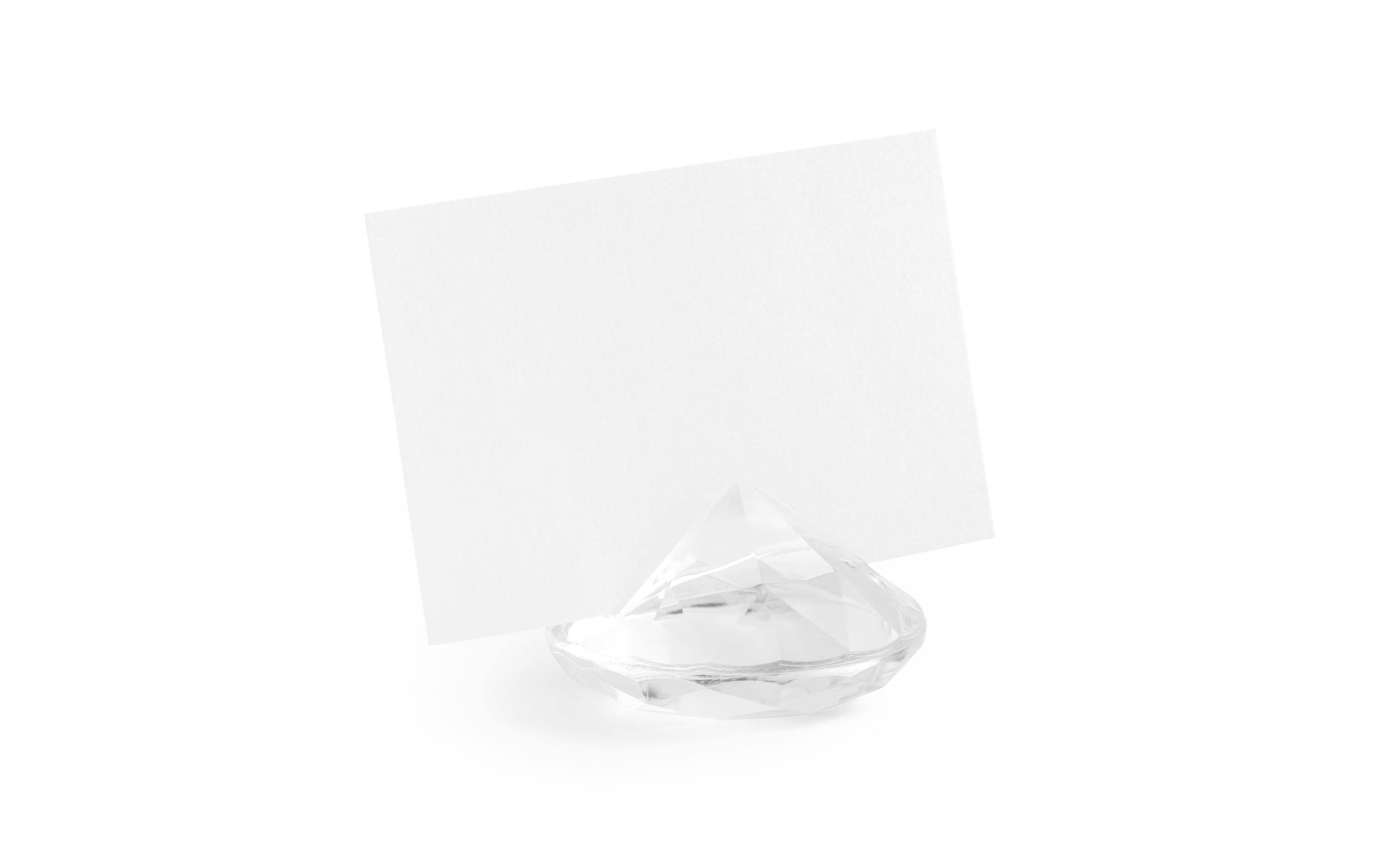 Partydeco Tischkartenhalter Diamanten transparent, 4 cm, 10 Stück
