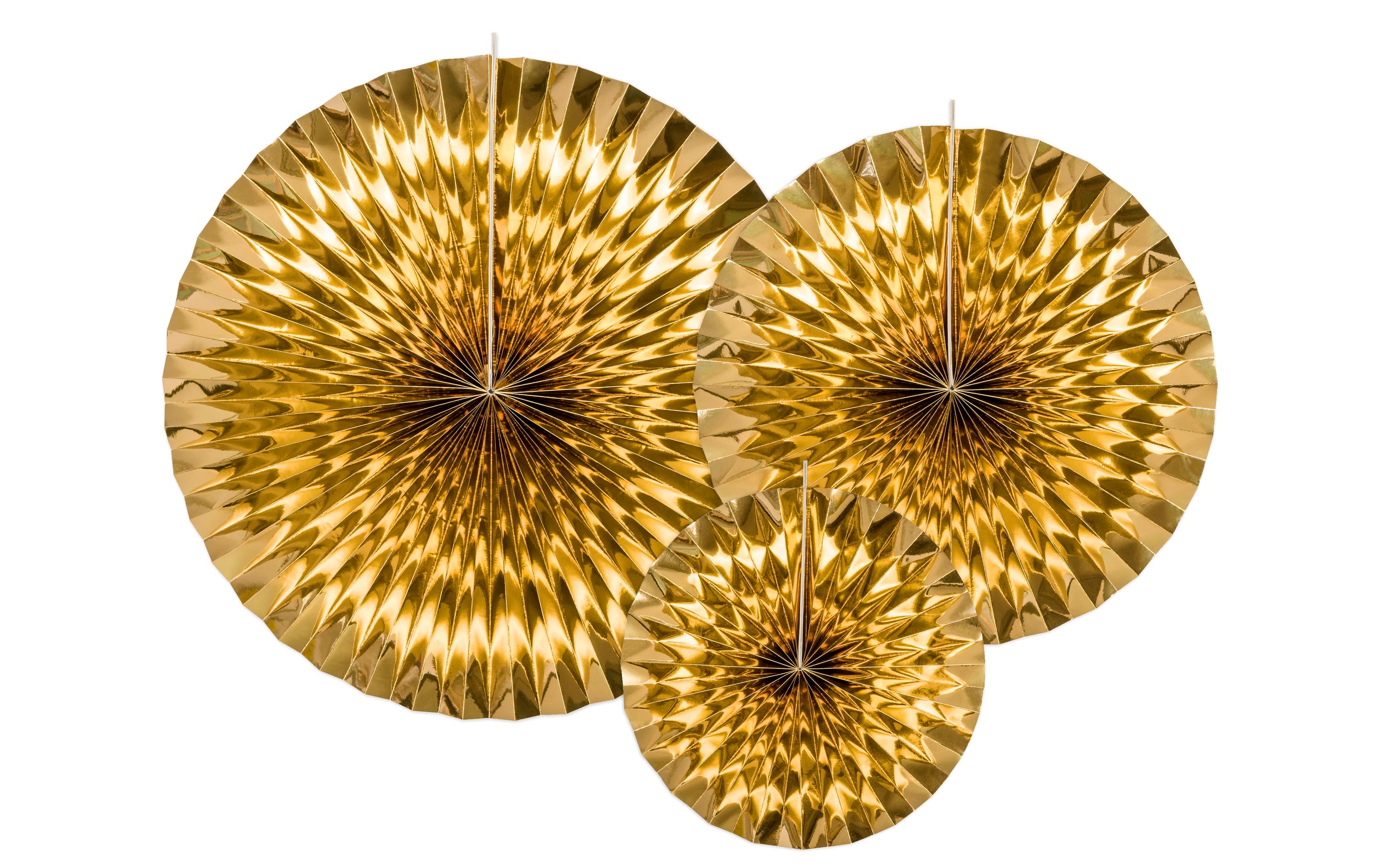 Partydeco Rosetten gold, 23, 32, 40 cm, 3 Stück