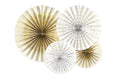 Partydeco Rosetten weiss/gold, 23, 32, 40 cm, 4 Stück