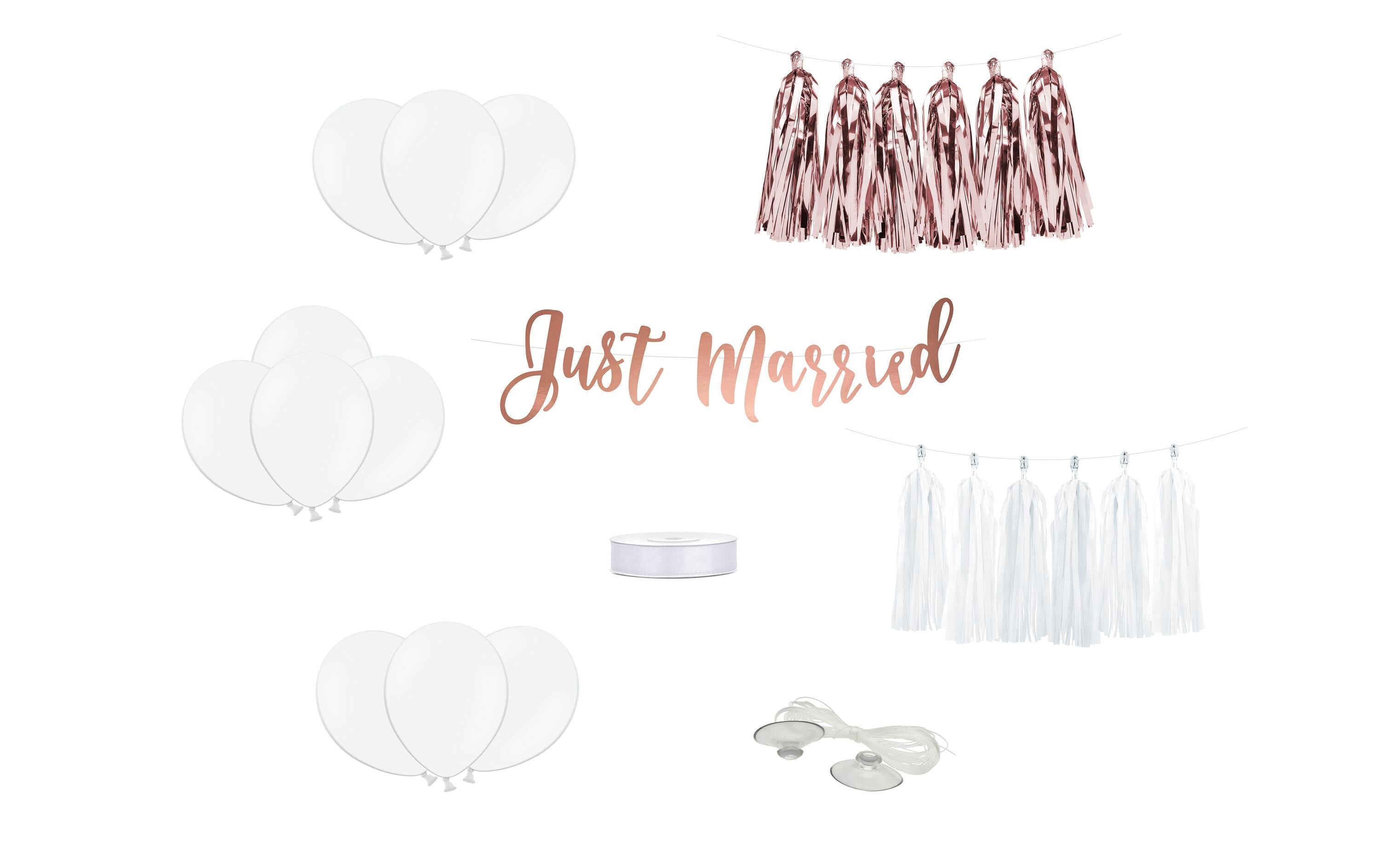 Partydeco Auto Dekoration Set 6-teilig, rosegold/weiss,