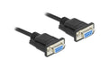 Delock Seriell Kabel,D-Sub 9, Buchse-Buchse Nullmodem, Steckergehäuse, schwarz, 2m
