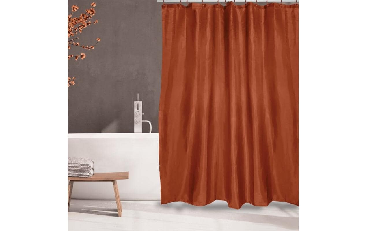 MSV Duschvorhang Uni, Terracotta Polyester, 180 x 200 cm, 30 °C waschbar