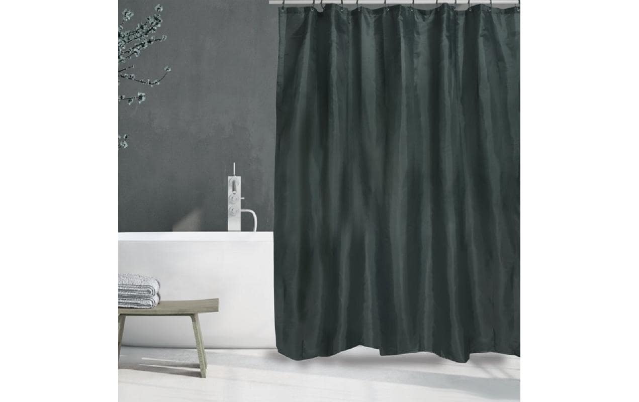 MSV Duschvorhang Uni, Dunkelgrün Polyester, 180 x 200 cm, 30 °C waschbar