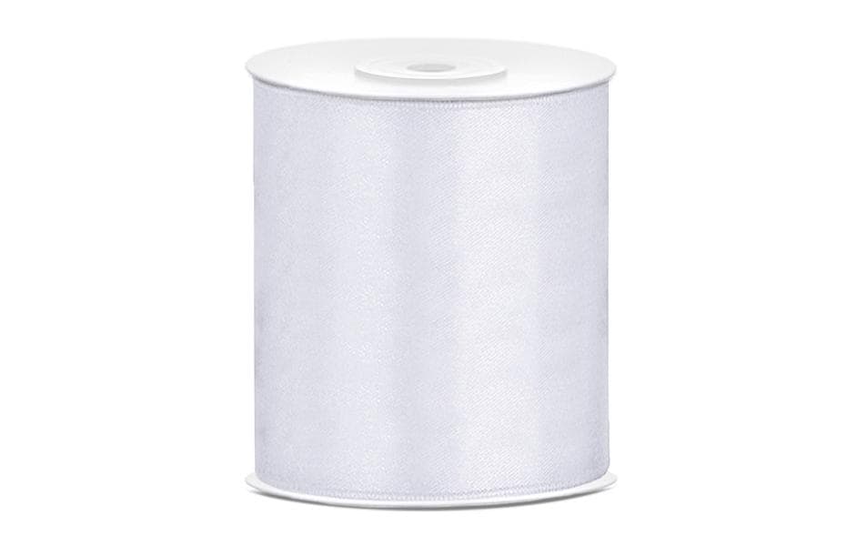 Partydeco Band Satin weiss, 10 cm  x 25 m