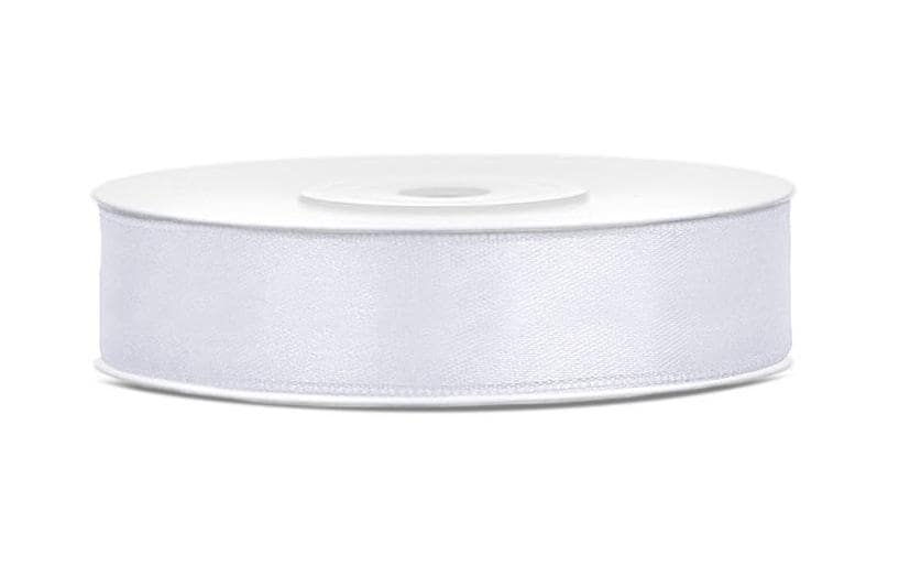 Partydeco Band Satin weiss, 1.2 cm  x 25 m