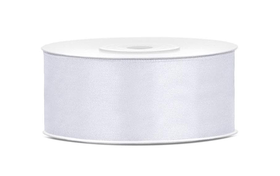 Partydeco Band Satin weiss, 2.5 cm  x 25 m