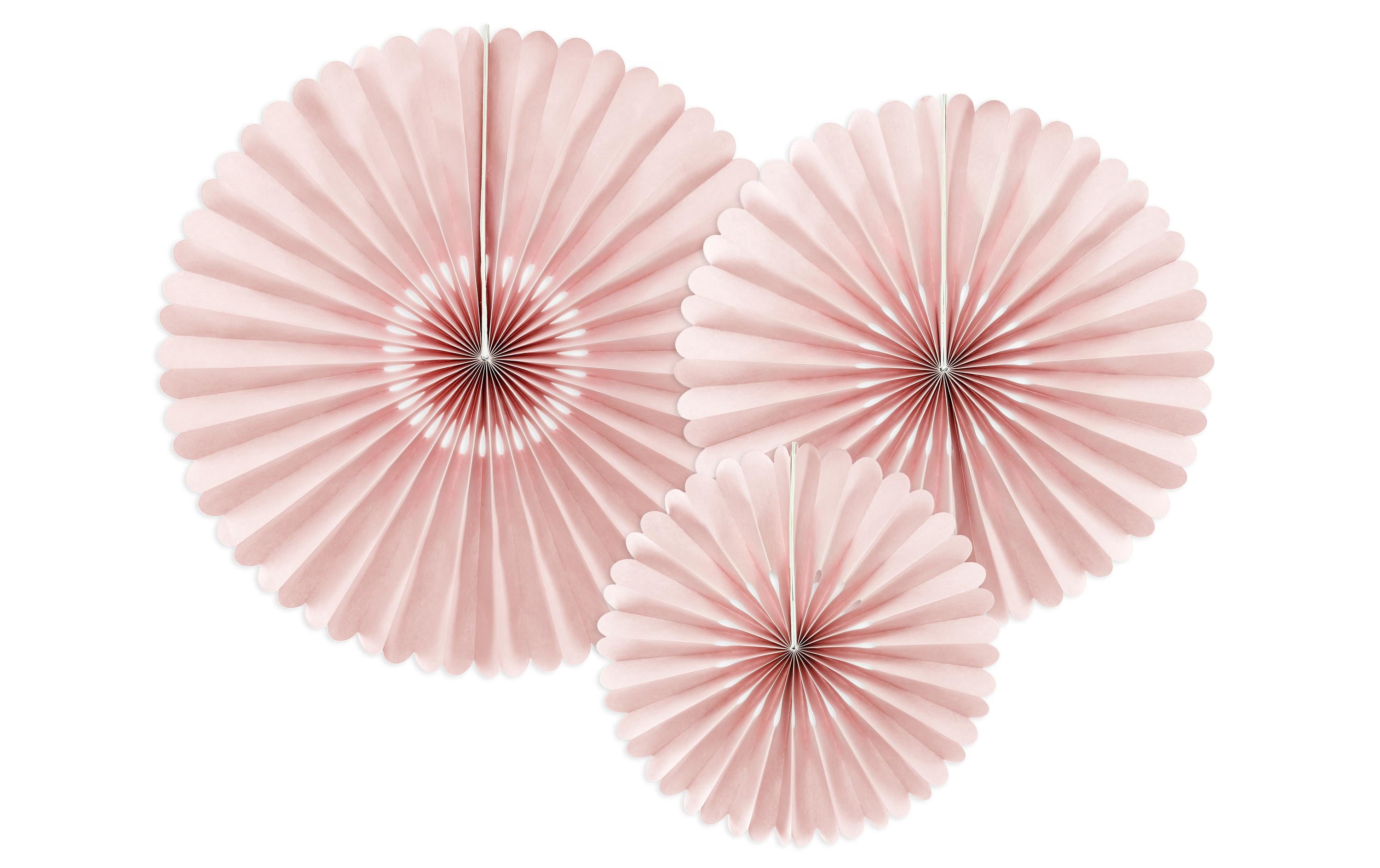 Partydeco Rosetten rosa, 26, 34.5, 43 cm, 3 Stück