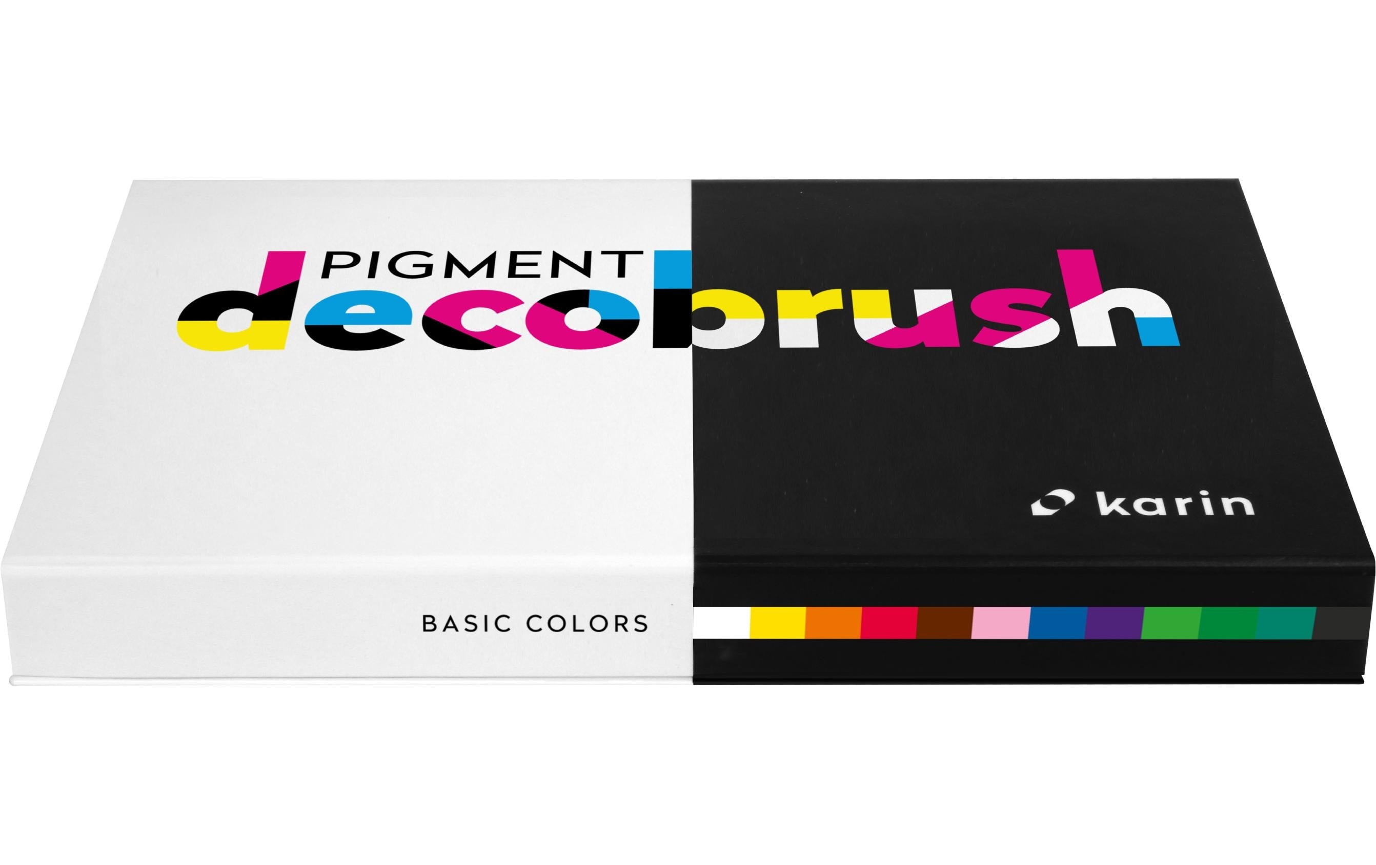 Karin Fasermaler Bruspen Pigment Deco Brush Basic Colours, 12 Stück