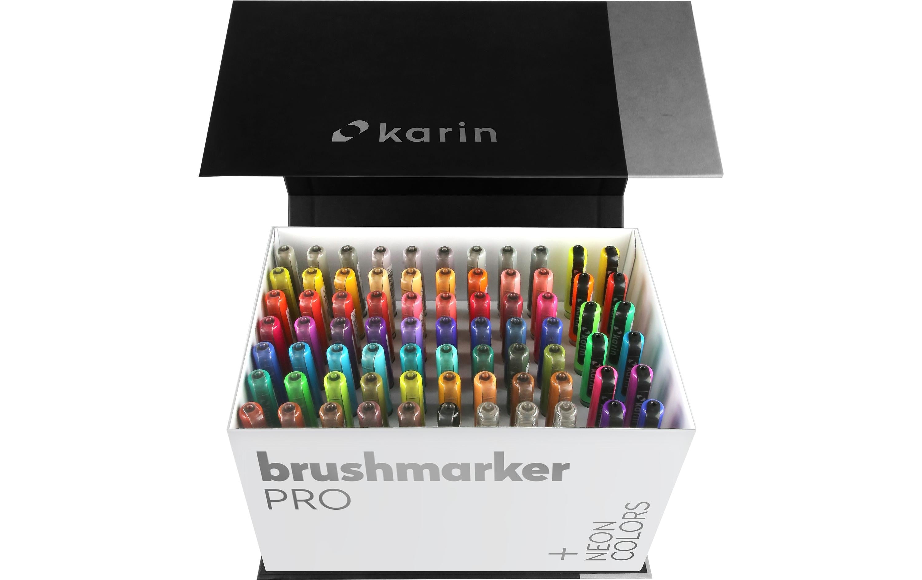 Karin Fasermaler Brushpen PRO 27C13 Mega Box, 72 Farben (ink. Neon) + 3 Blender