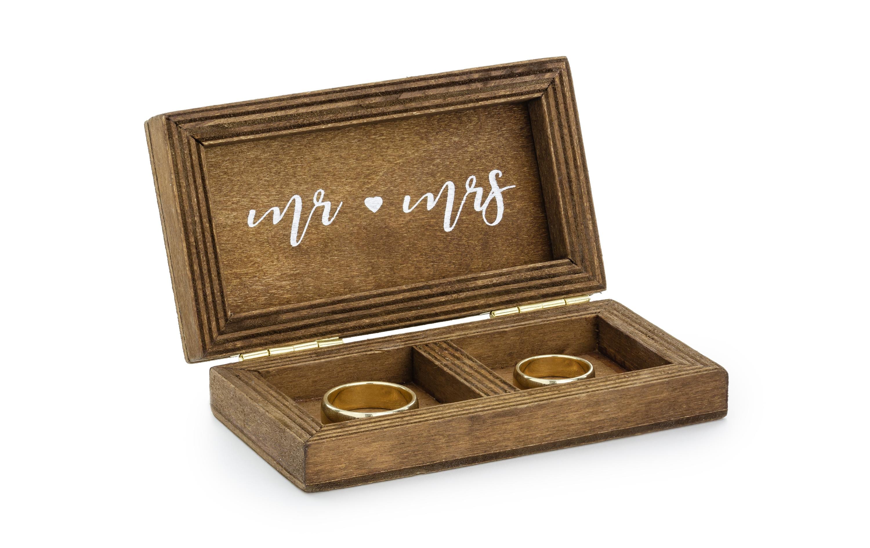Partydeco Ring Box Hochzeit braun, 10 x 5.5 x 2 cm, Holz