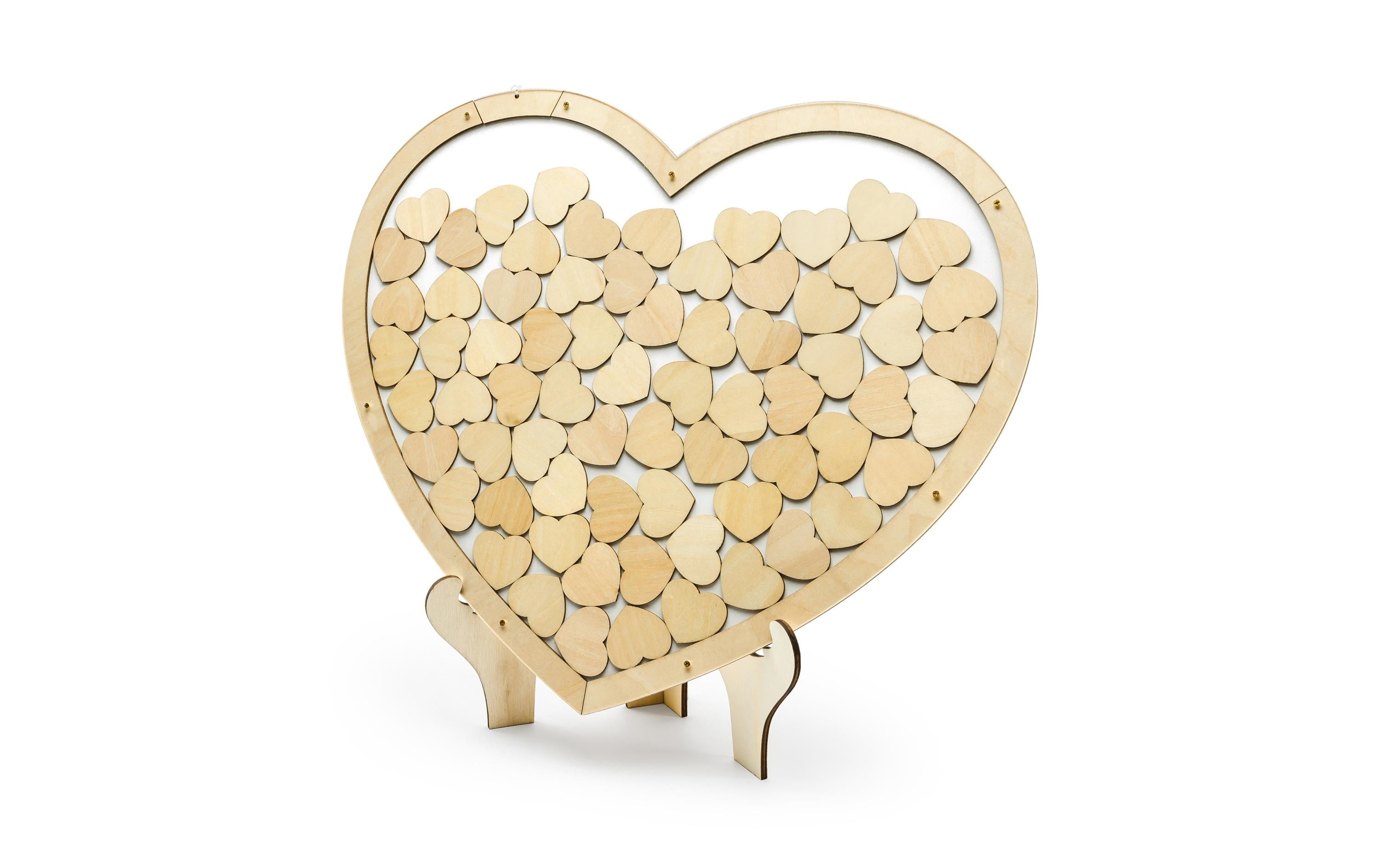 Partydeco Gästebuch Herz aus Holz braun, 44 x 37.5 cm