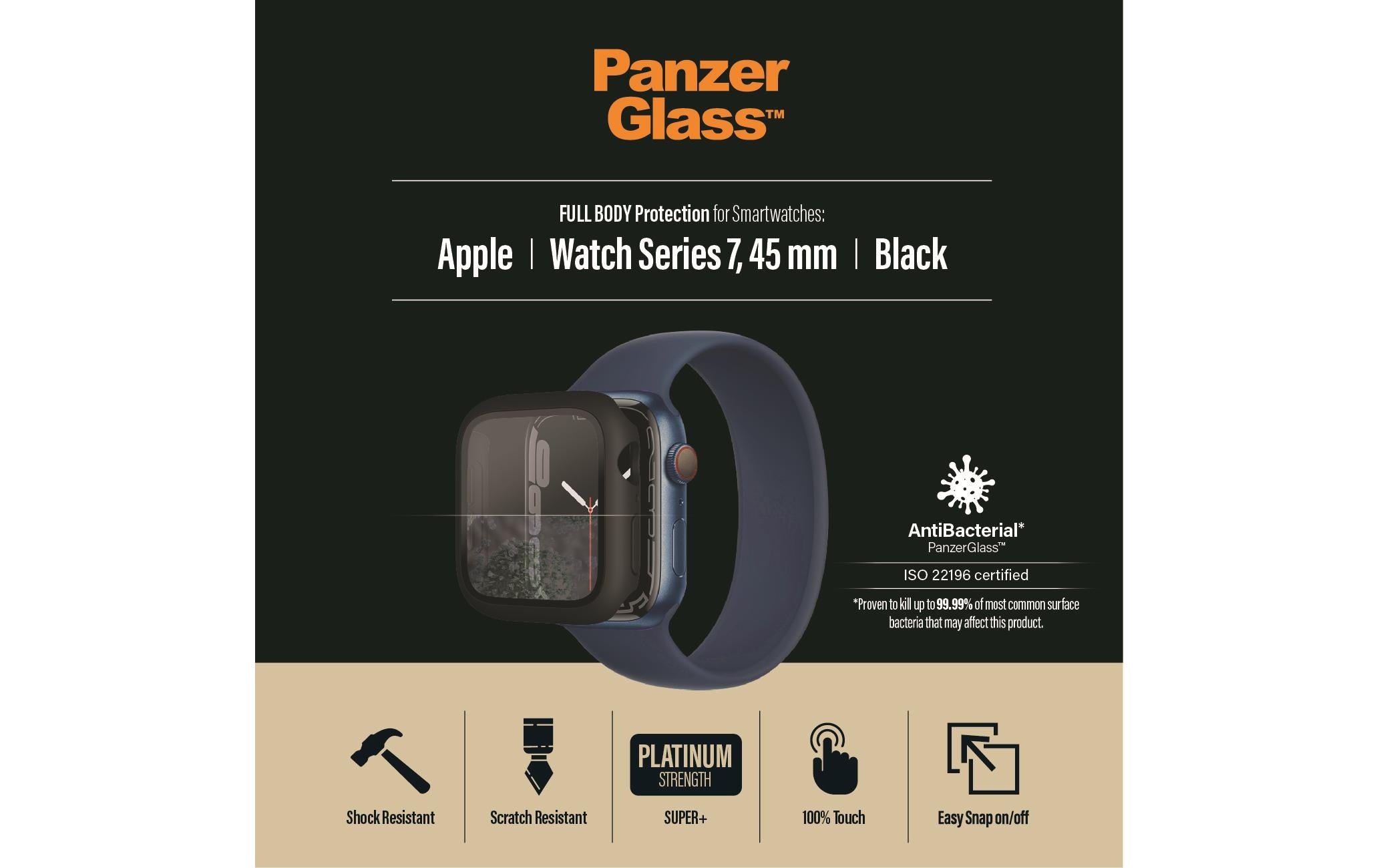 PanzerGlass Full Body (Std), Schwarz Apple Watch 7/8 (45mm)