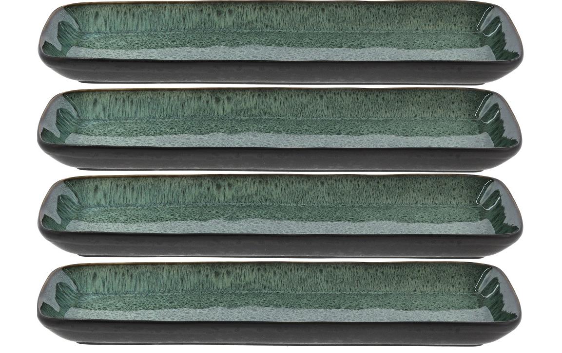 Bitz, Servierplatte 4 Stück, Schwarz/Grün 4 Stk., schwarz/grün, 38x14cm