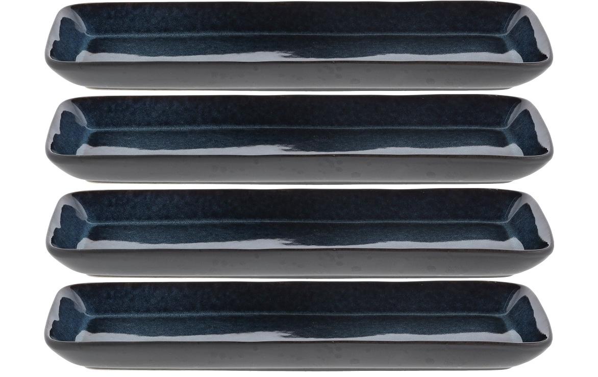 Bitz Servierplatte rechteckig 4 Stk., schwarz/blau, 38x14cm