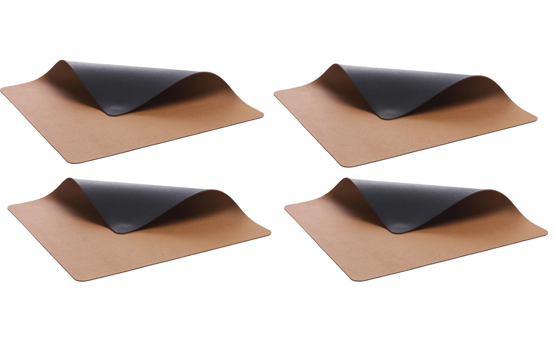 Bitz Tischset doppelseitig 4er Set 4er Set, schwarz/braun, 46x33 cm, PVC