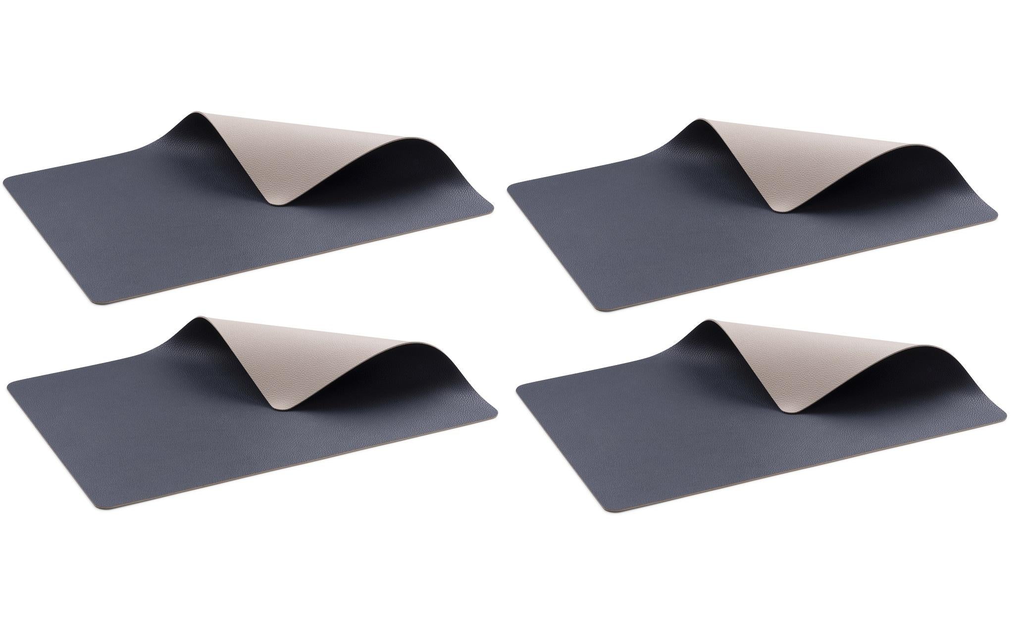 Bitz Tischset doppelseitig 4er Set 4er Set, dunkelblau/sand, 46x33 cm, PVC
