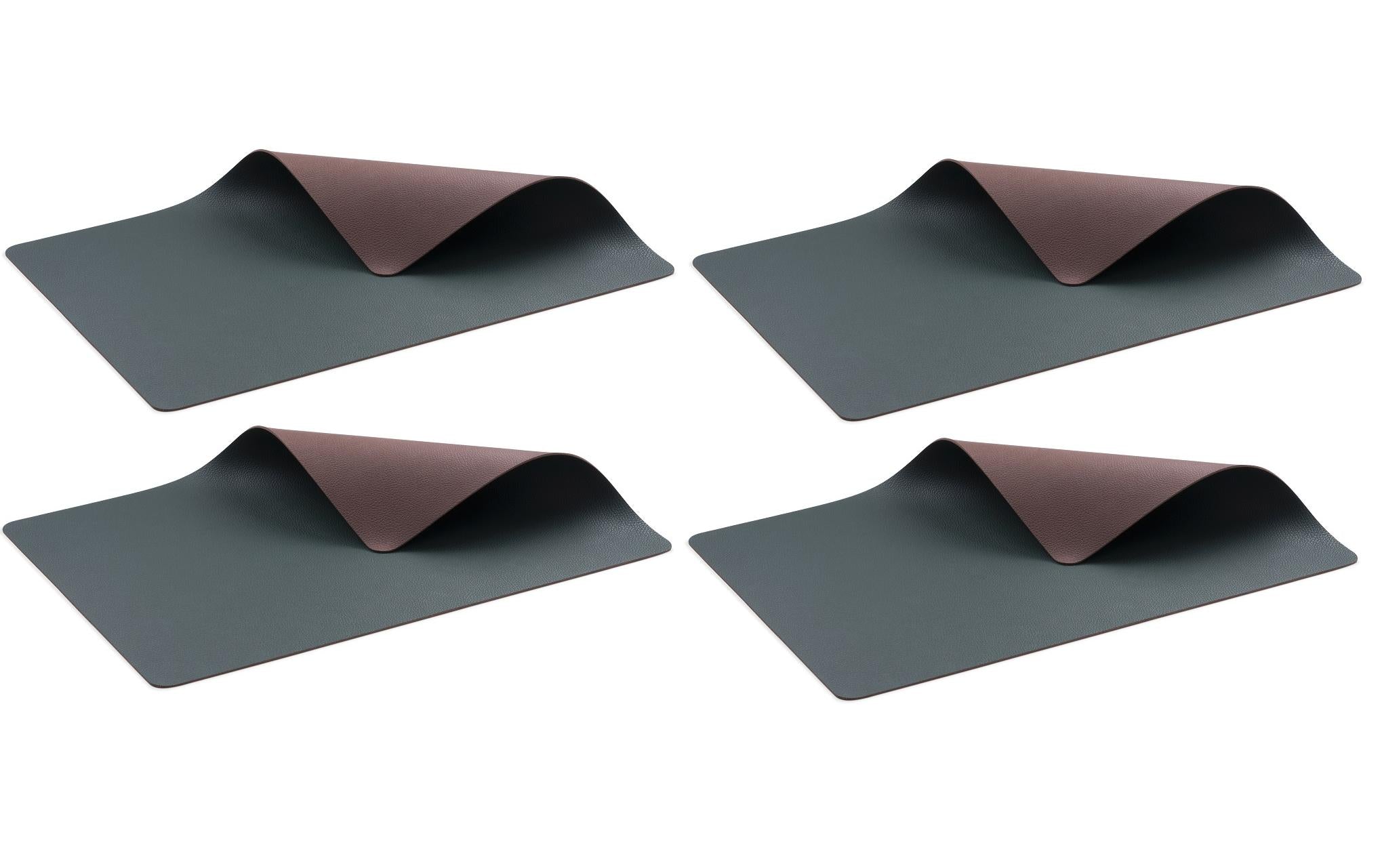 Bitz Tischset doppelseitig 4er Set 4er Set, dunkelgrün/braun, 46x33 cm, PVC