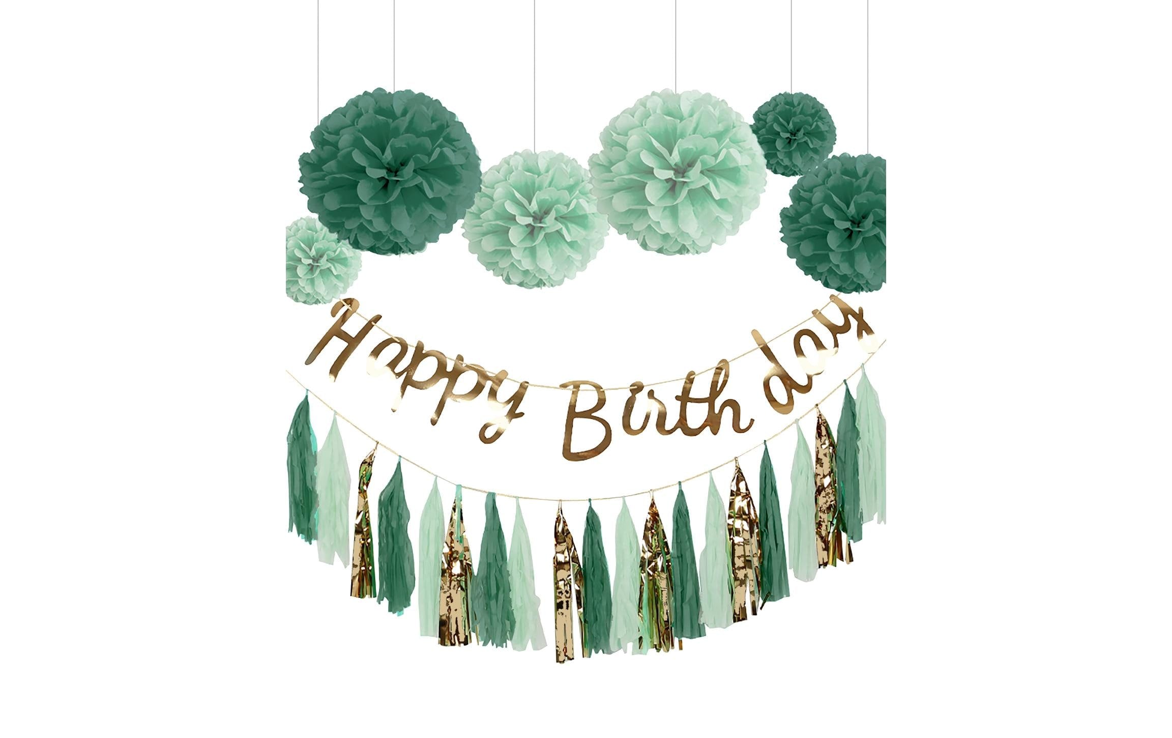 I am Creative Girlande Birthday mint Set mit Girlande, Pompoms + Quastengirlande