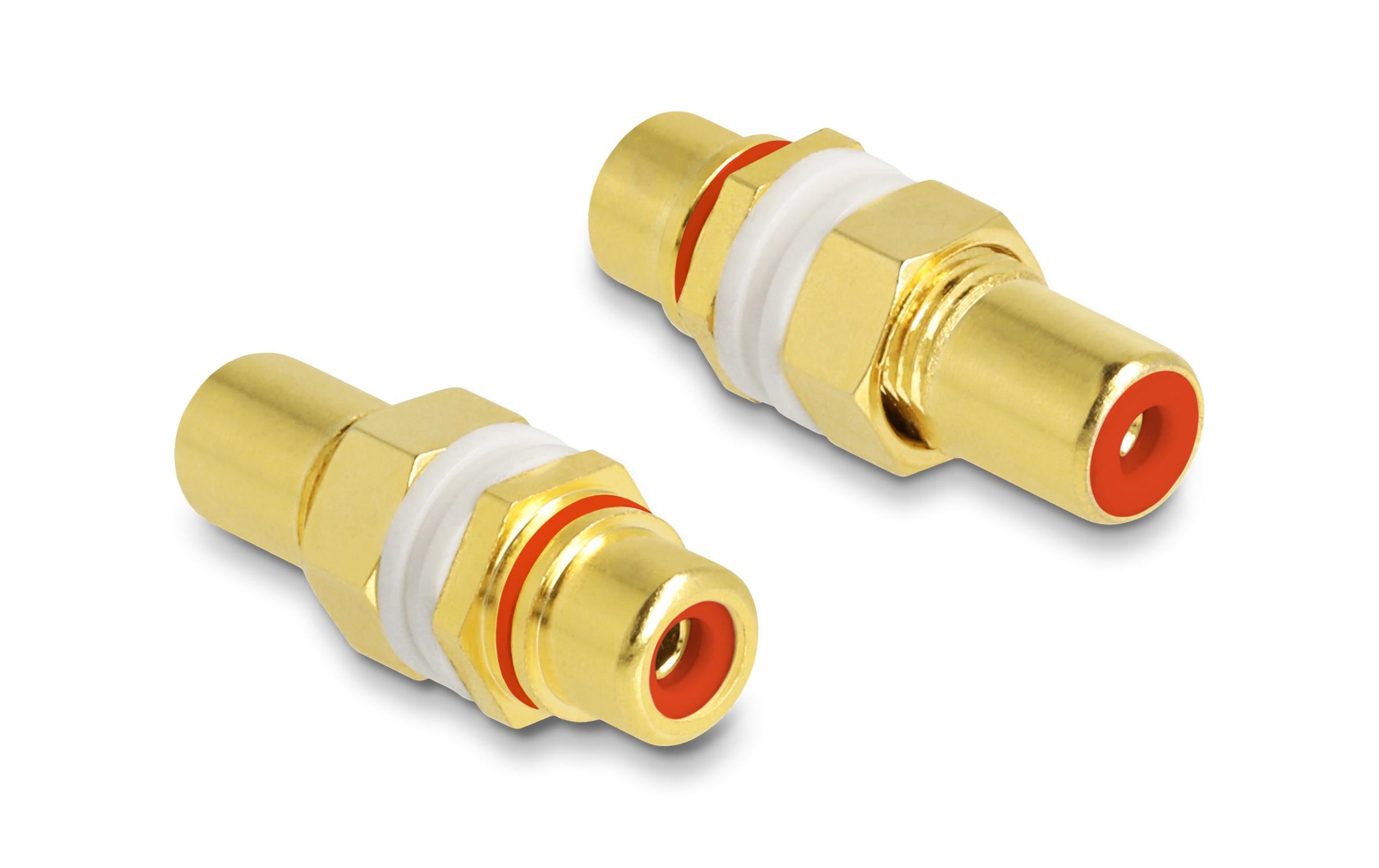 Delock Audio Adapter Cinch Buchse/Buchse zum Einbau, Farbring rot