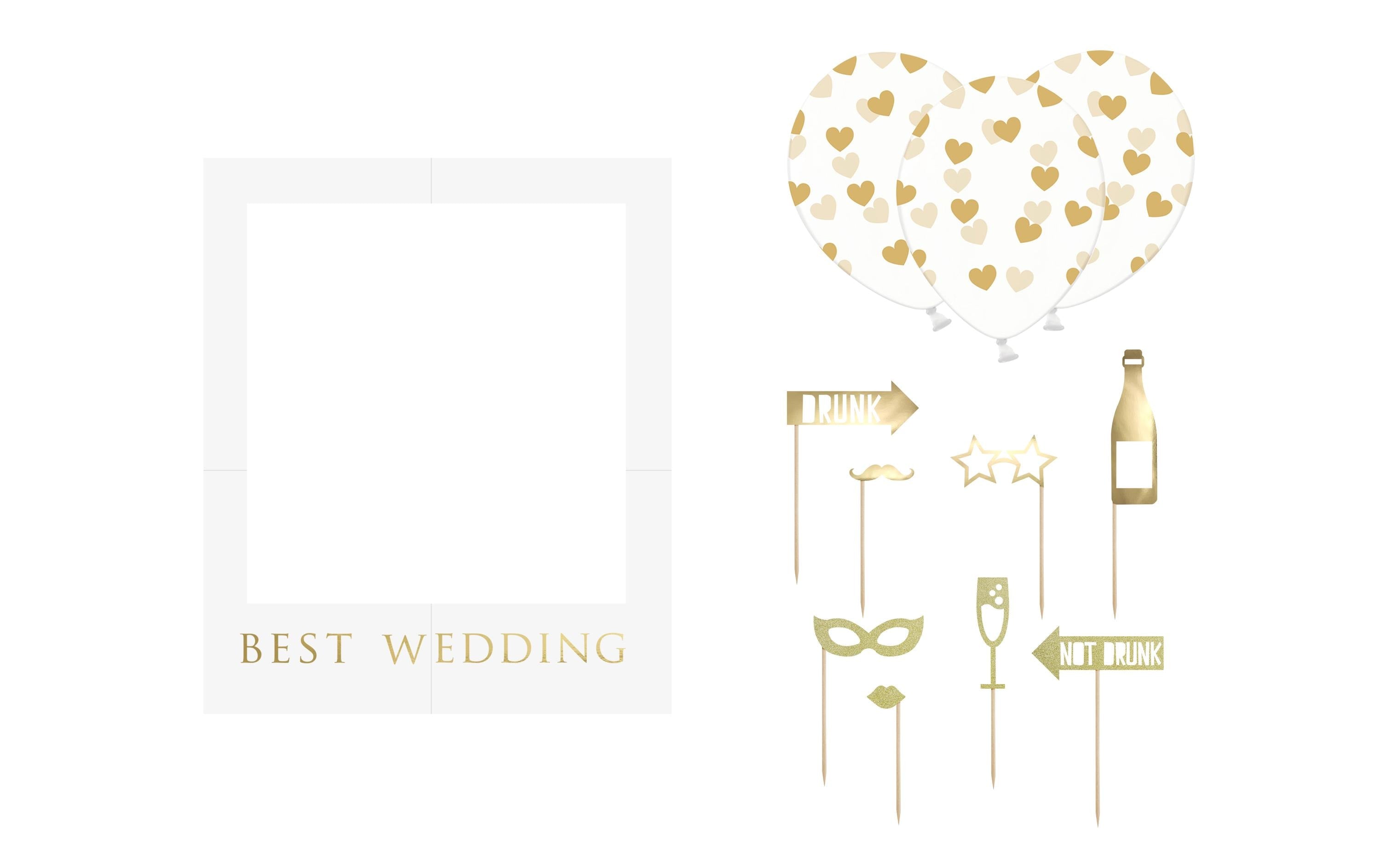 Partydeco Selfie Bilderra. Best Wedding Set 12-teilig, gold