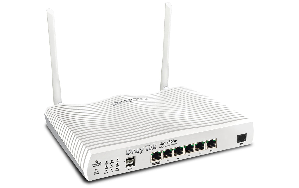 DrayTek Vigor 2866ax: Gfast Modem-Firewall 5xGE, 32xVPN, USB, CF, WiFi-6