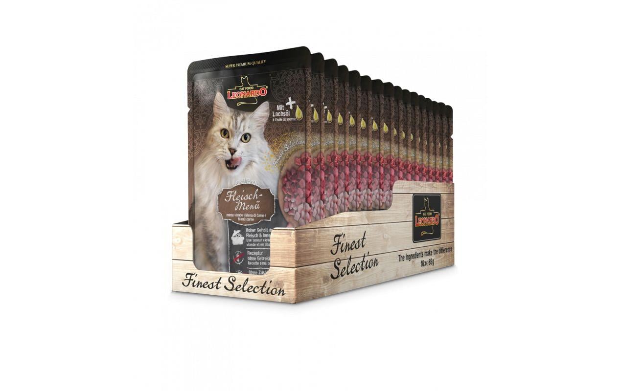 Leonardo Nassfutter Fleisch-Menü Kit 16x85g