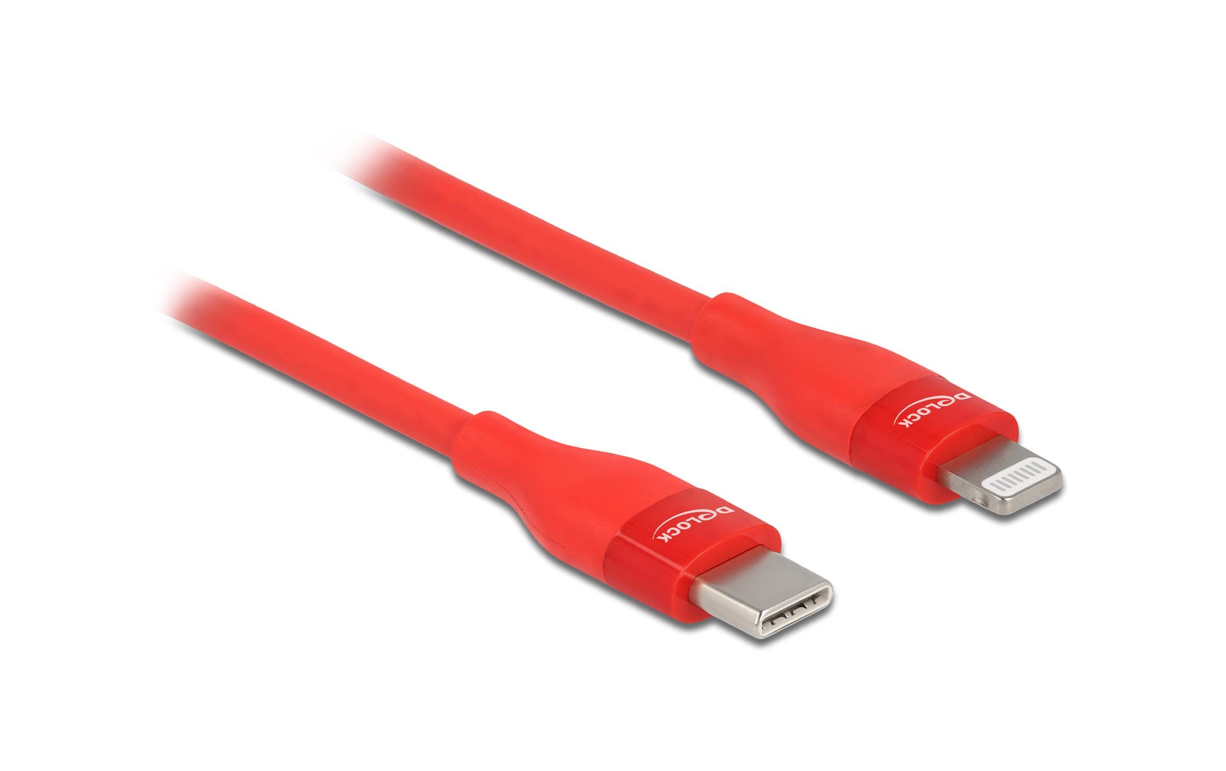 Delock USB Type-C zu Lightning, 2m Rot, MFi, für iPhone, iPad und iPod
