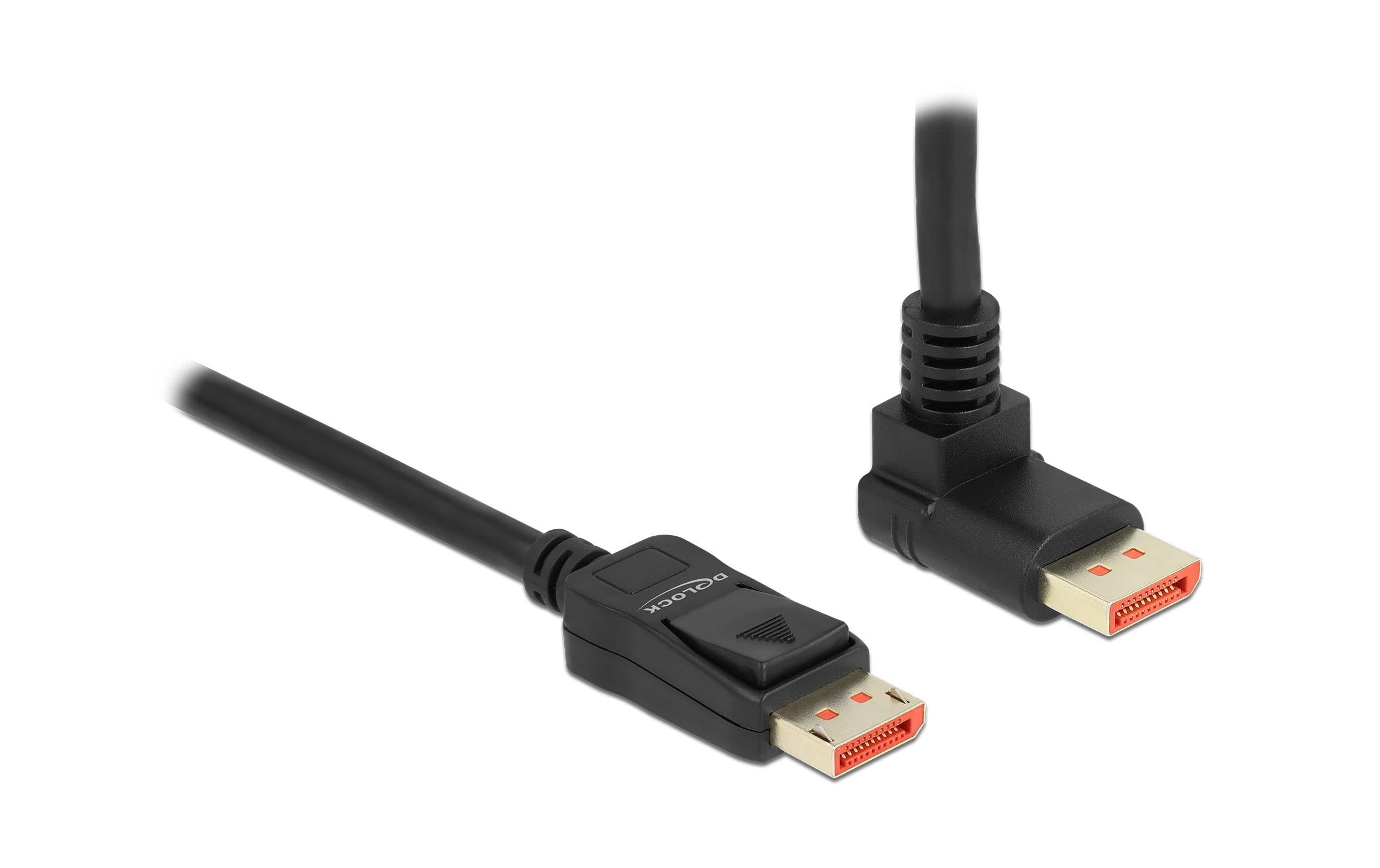Delock DisplayPort Stecker/Stecker 90 Grad Oben gewinkelt, 8k 60Hz, 2m